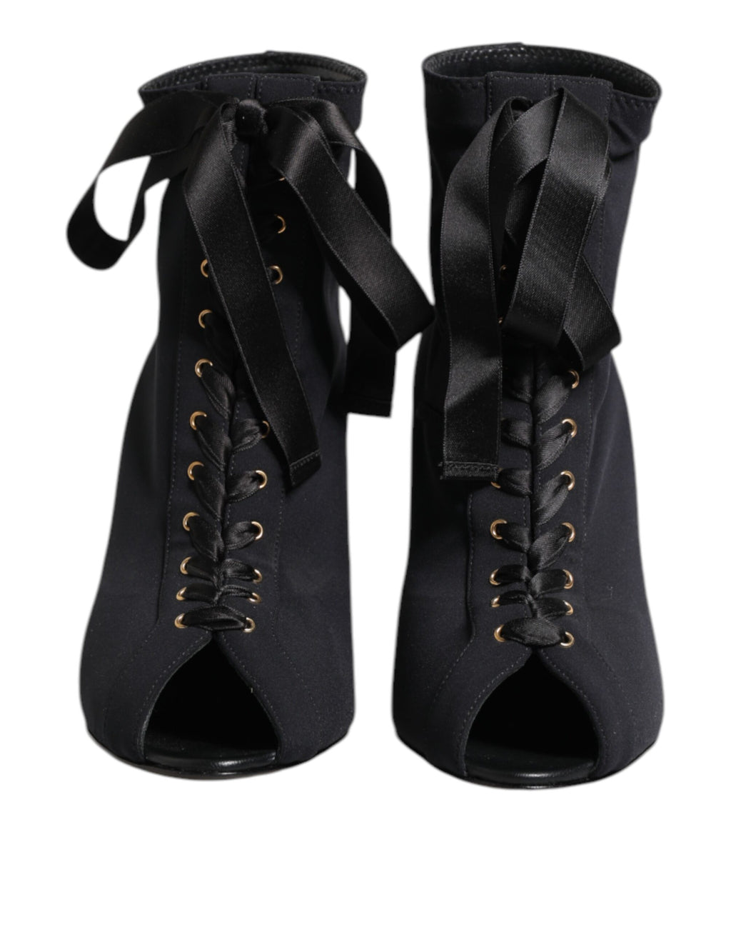 Dolce & Gabbana Schwarze Stiletto-Absatzstiefeletten zum Schnüren