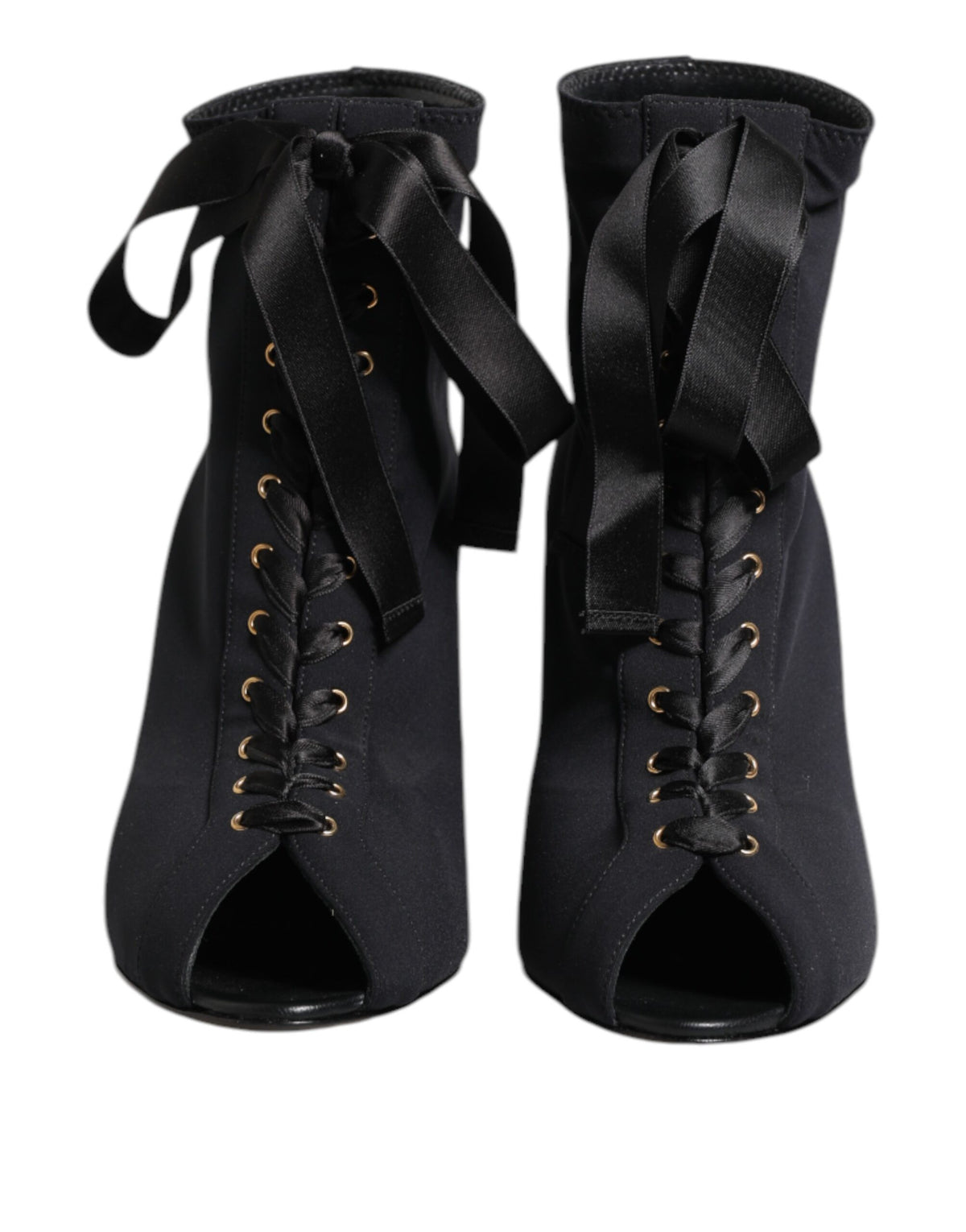 Dolce & Gabbana Schwarze Stiletto-Absatzstiefeletten zum Schnüren