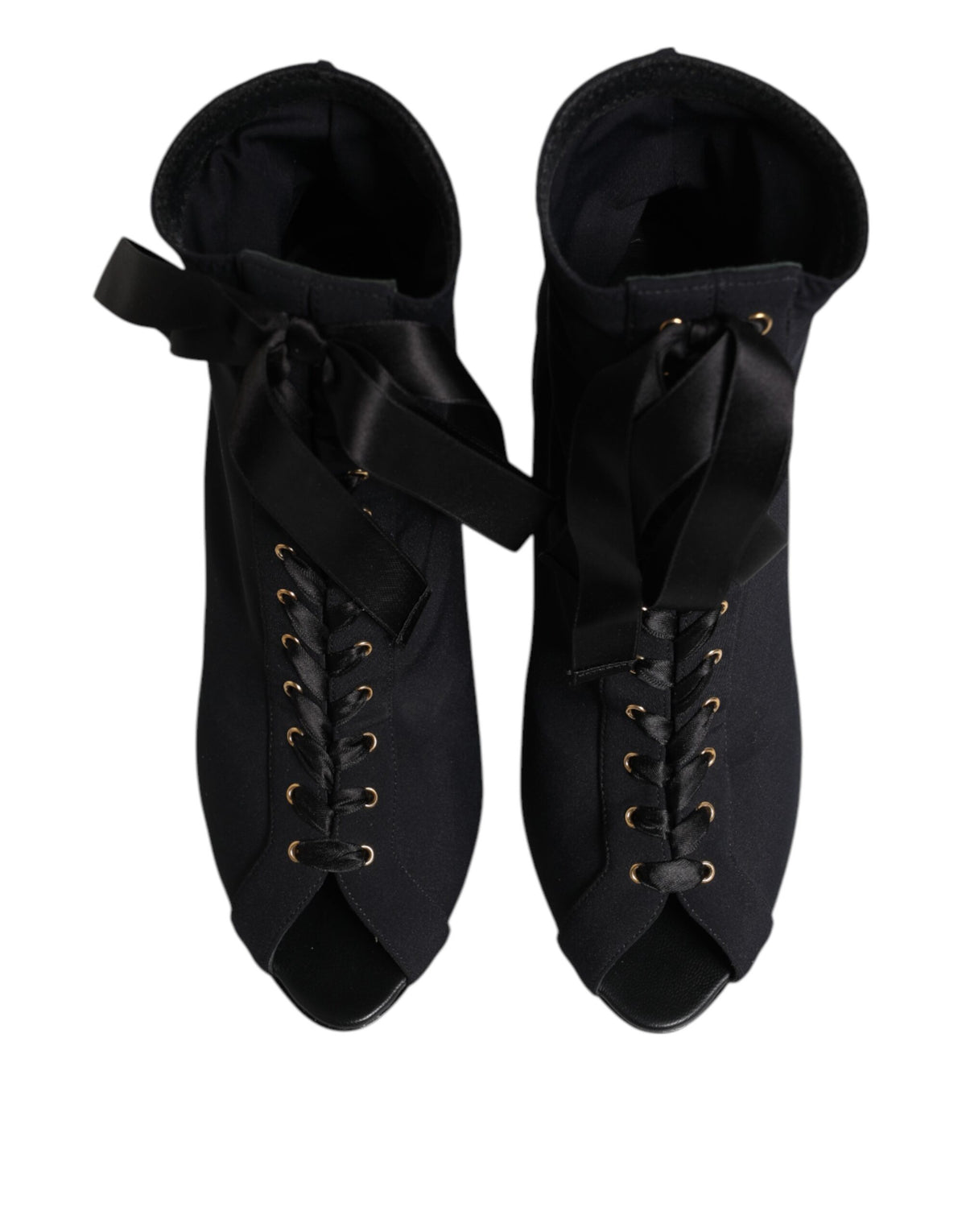 Dolce & Gabbana Schwarze Stiletto-Absatzstiefeletten zum Schnüren