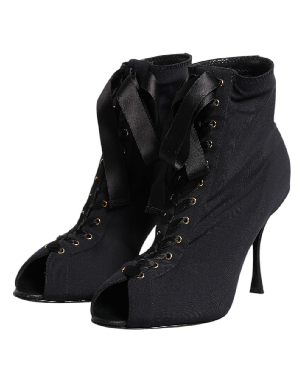 Dolce & Gabbana Schwarze Stiletto-Absatzstiefeletten zum Schnüren
