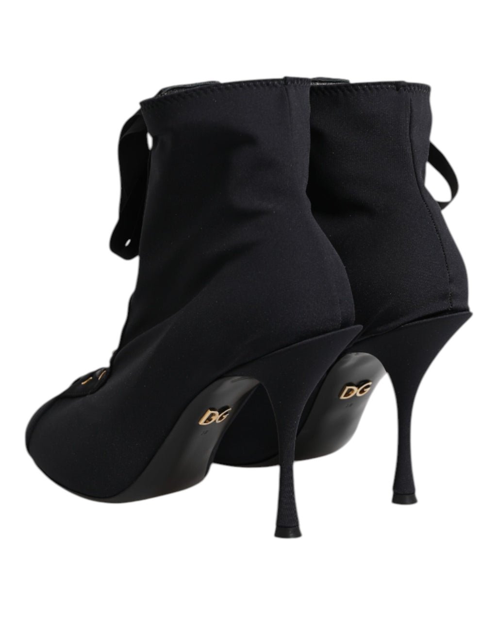 Dolce & Gabbana Schwarze Stiletto-Absatzstiefeletten zum Schnüren