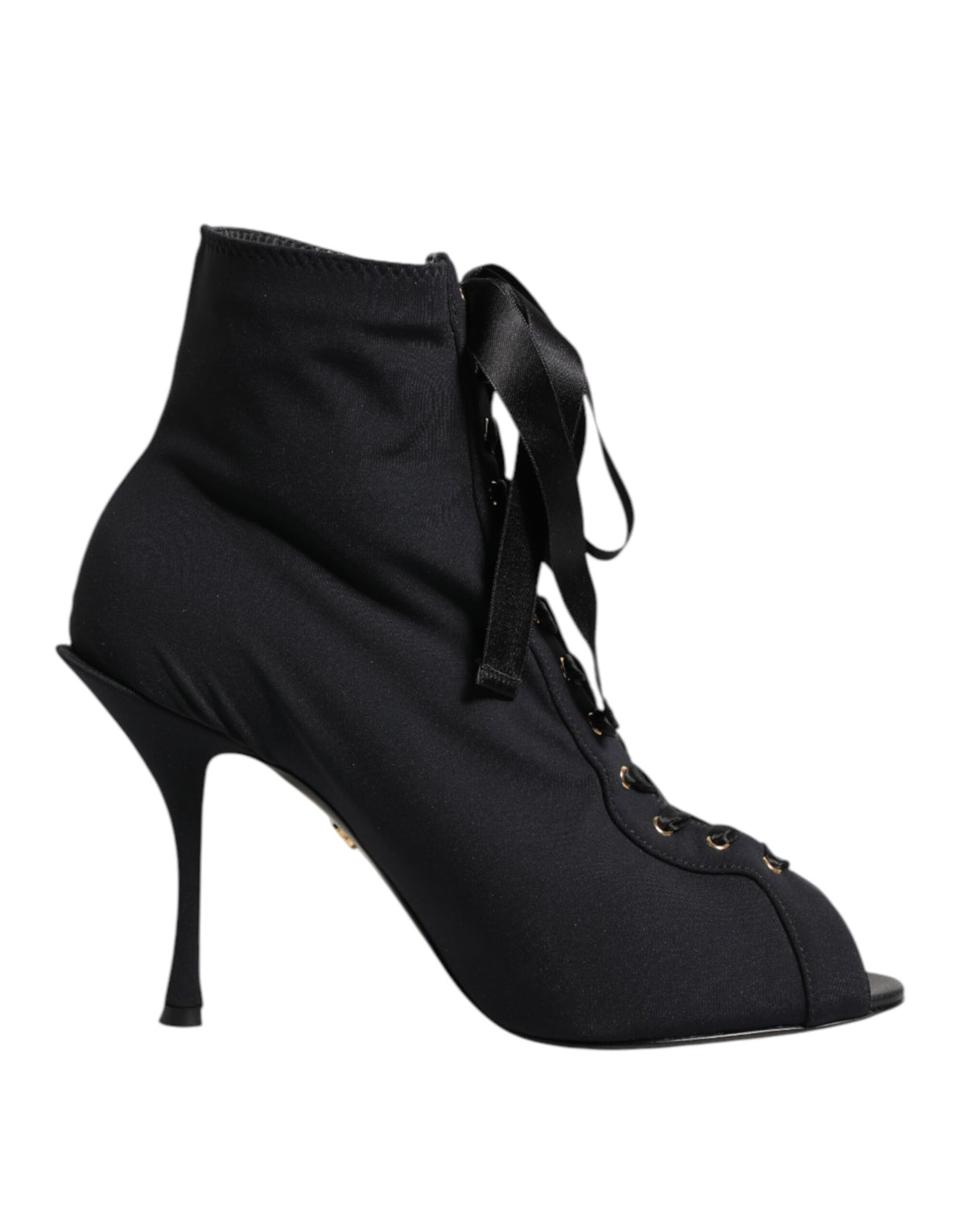 Dolce & Gabbana Schwarze Stiletto-Absatzstiefeletten zum Schnüren