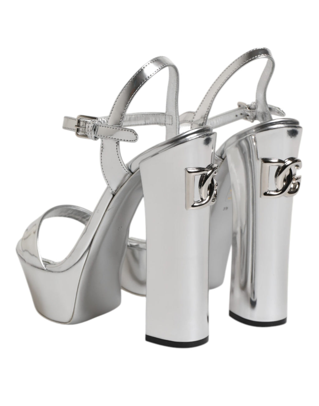 Dolce & Gabbana Silberne Leder Plateau Keira Sandalen Schuhe
