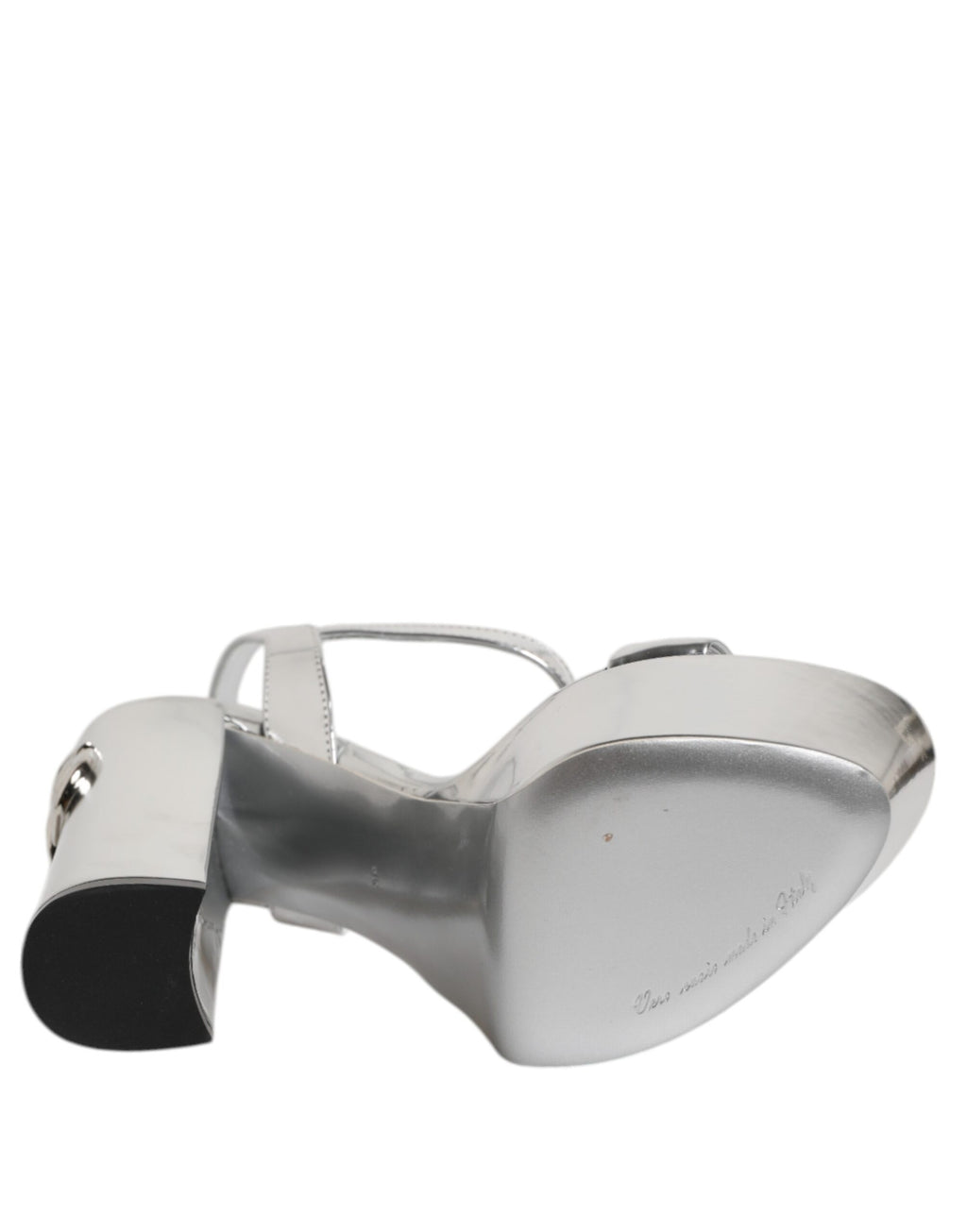 Dolce & Gabbana Silberne Leder Plateau Keira Sandalen Schuhe