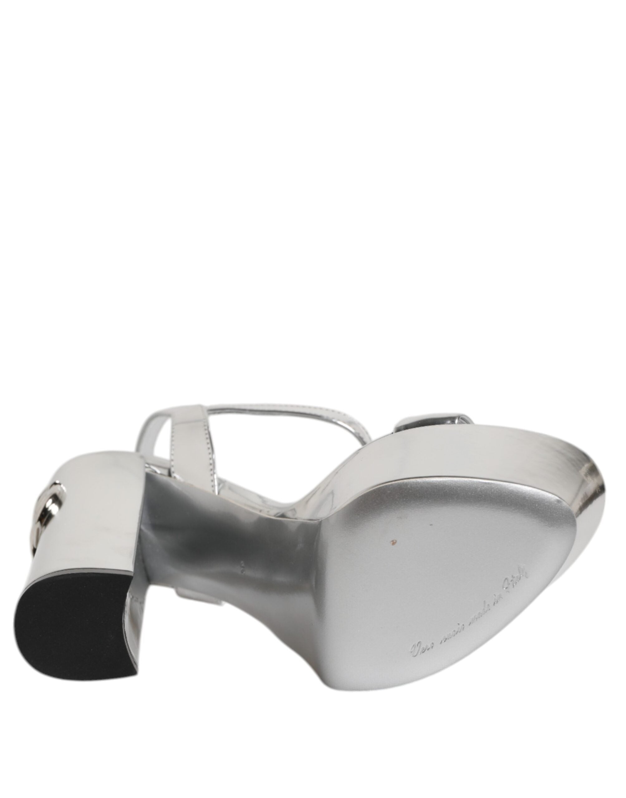 Dolce & Gabbana Silberne Leder Plateau Keira Sandalen Schuhe