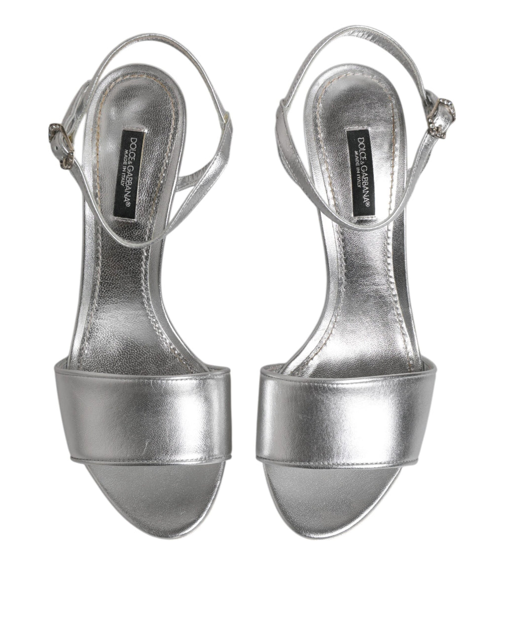 Dolce & Gabbana Silber Leder DG Heels Keira Sandalen Schuhe