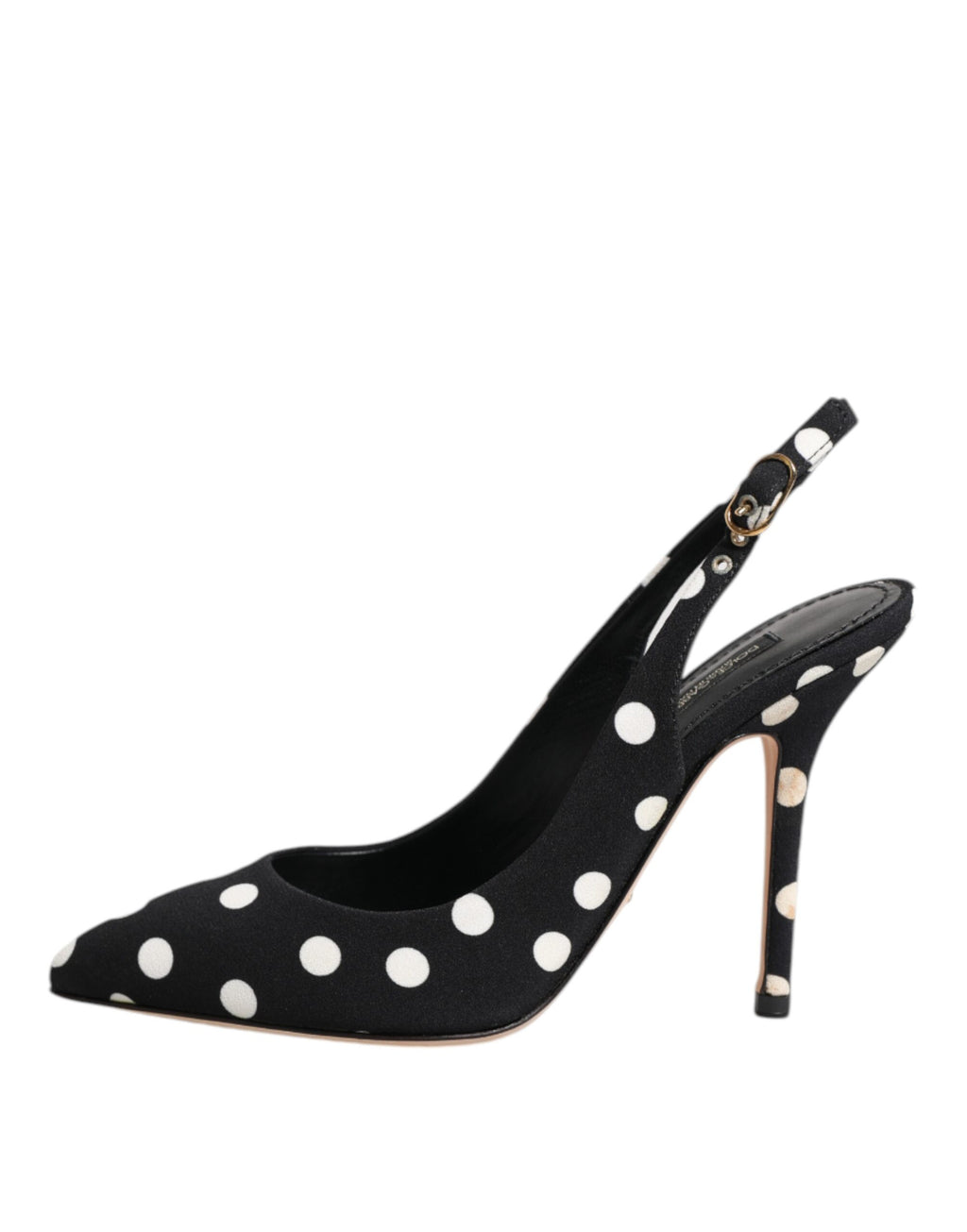 Dolce & Gabbana Schwarz Weiß Gepunktete Stiletto Slingback Schuhe