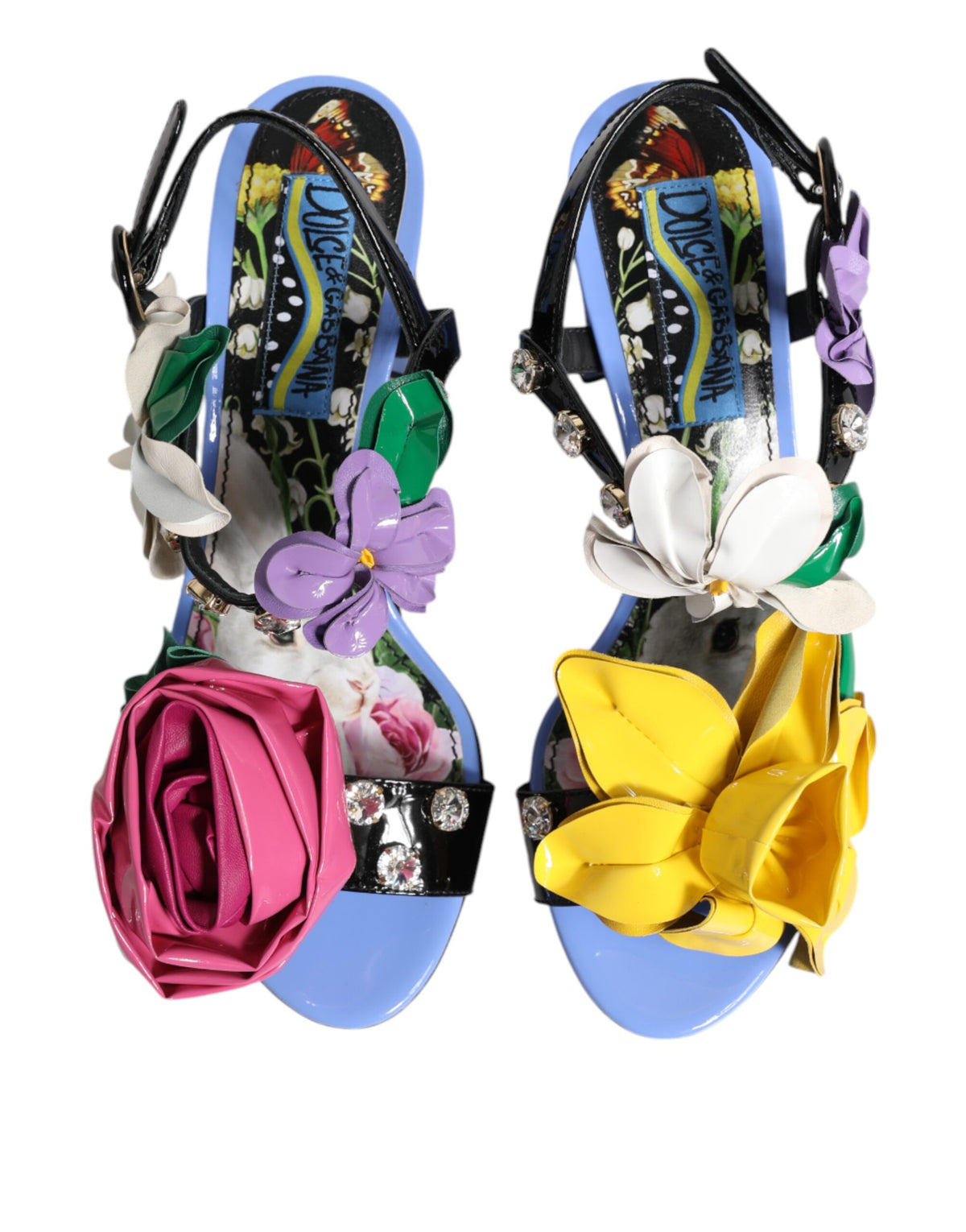 Dolce & Gabbana Mehrfarbige Blumen-Kristall-Sandalen KEIRA