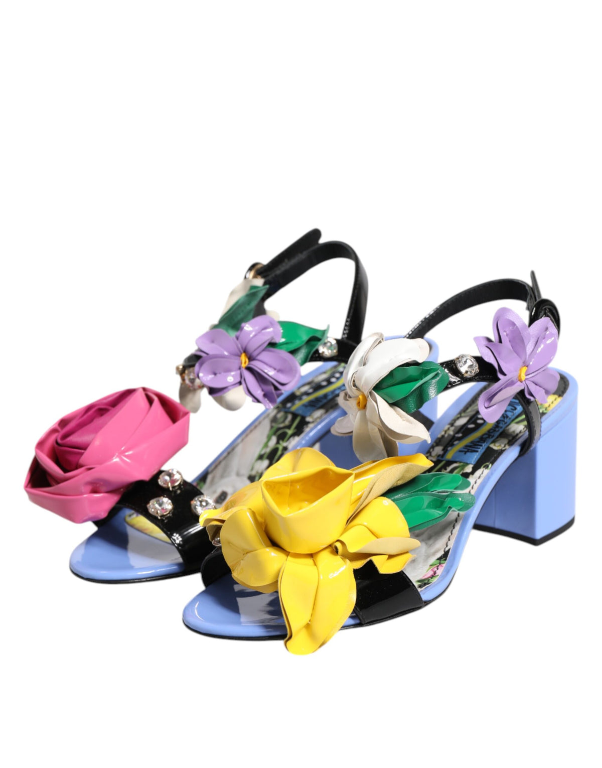 Dolce & Gabbana Mehrfarbige Blumen-Kristall-Sandalen KEIRA