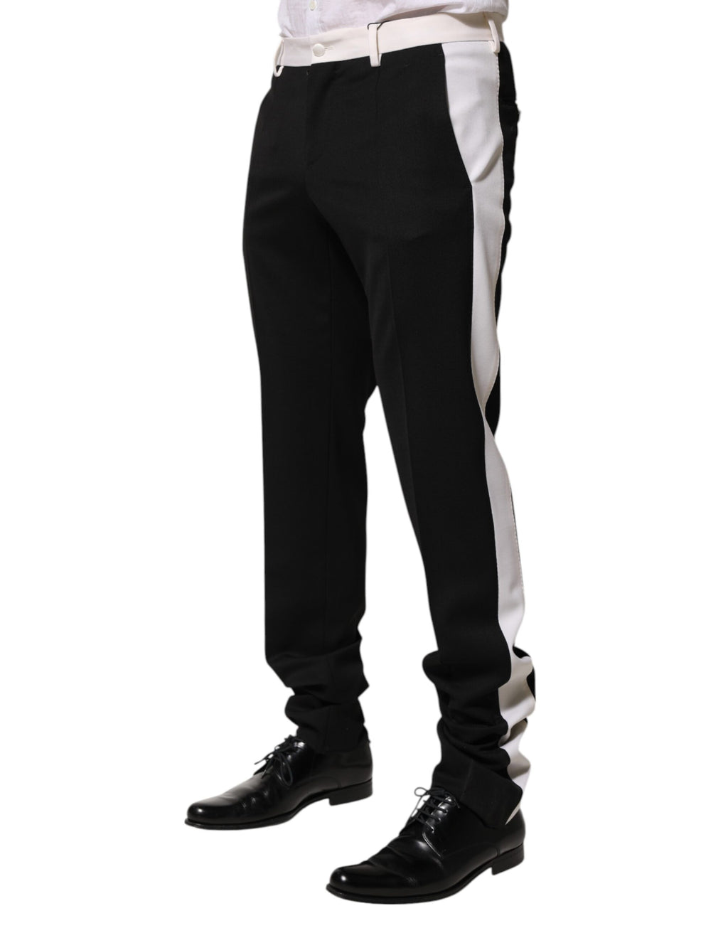 Dolce & Gabbana Schwarz-Weiß gestreift Wolle Männer Hose Hose