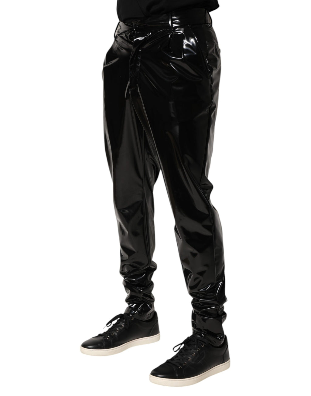 Dolce & Gabbana Schwarze Polyester Mid Waist Herren Hosen Hosen