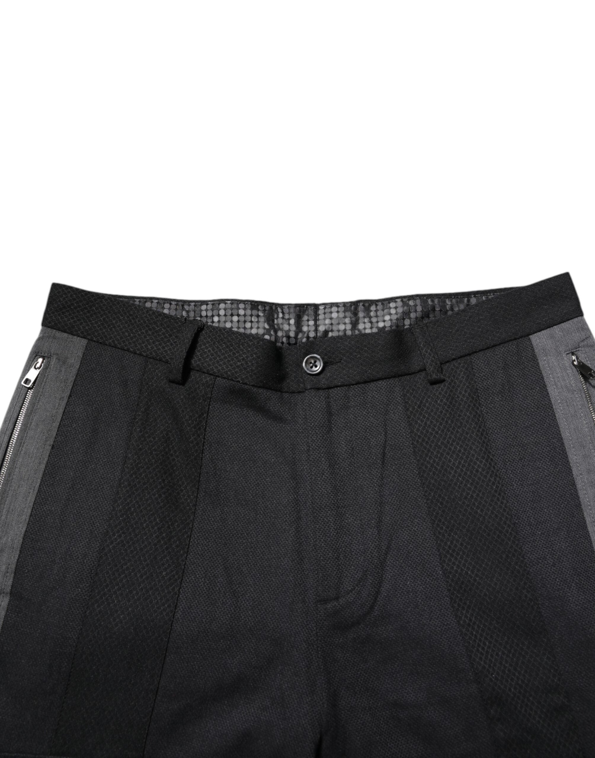 Dolce & Gabbana Schwarz Grau Baumwolle Kleid Formale Hose Hose