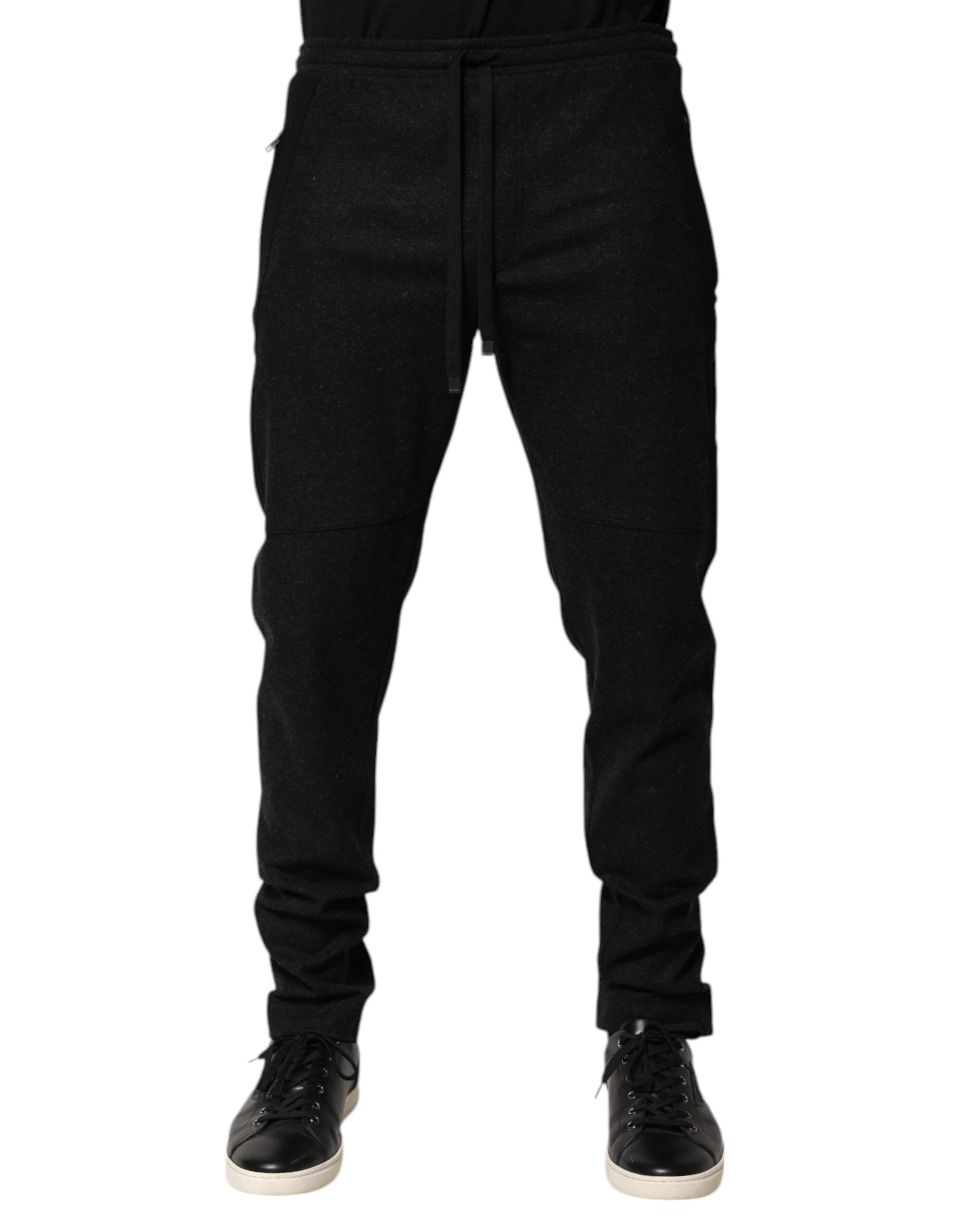 Dolce & Gabbana Schwarze Mergel-Jogginghose aus Wollmischung Hose