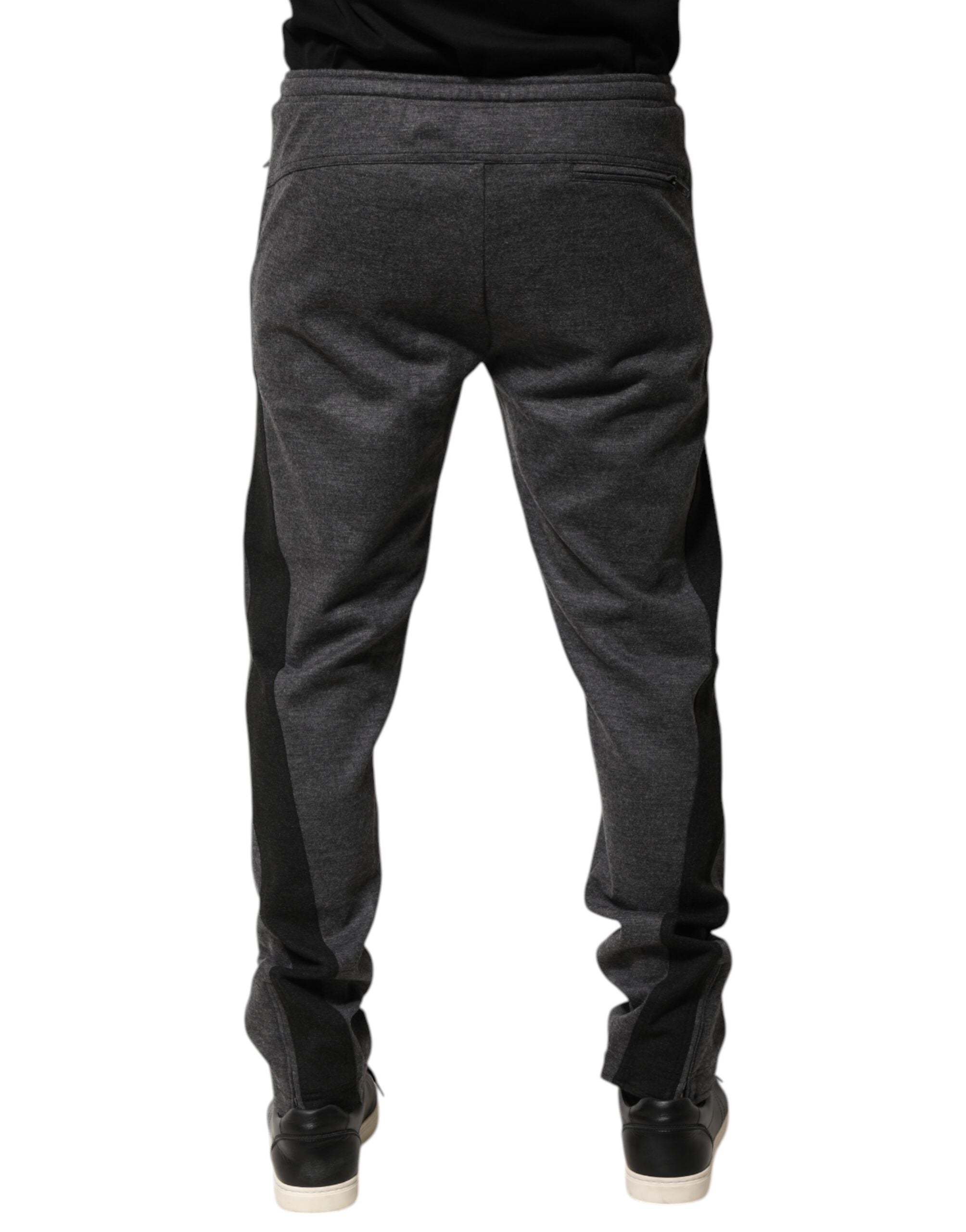 Dolce & Gabbana Graue Schwarze Wollmischung Jogger-Sweatpants Hose