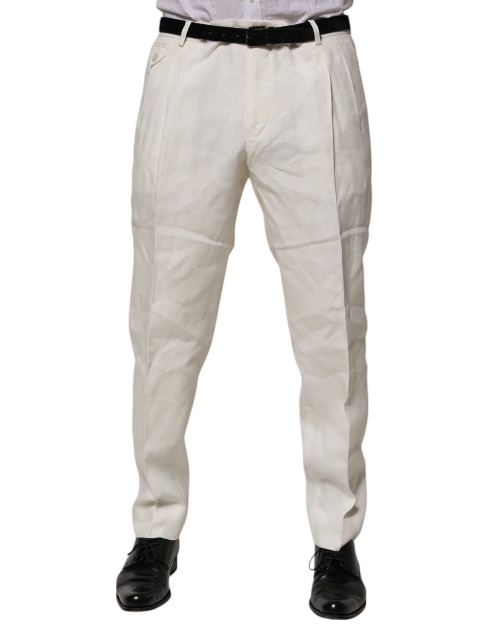 Dolce & Gabbana Cremefarbenes Leinenkleid Schlanke formelle Hosenhose