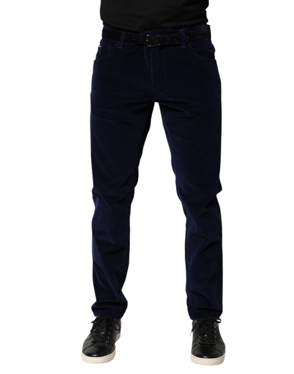 Dolce & Gabbana Marineblaue konisch zulaufende formelle Hosen aus Baumwolle