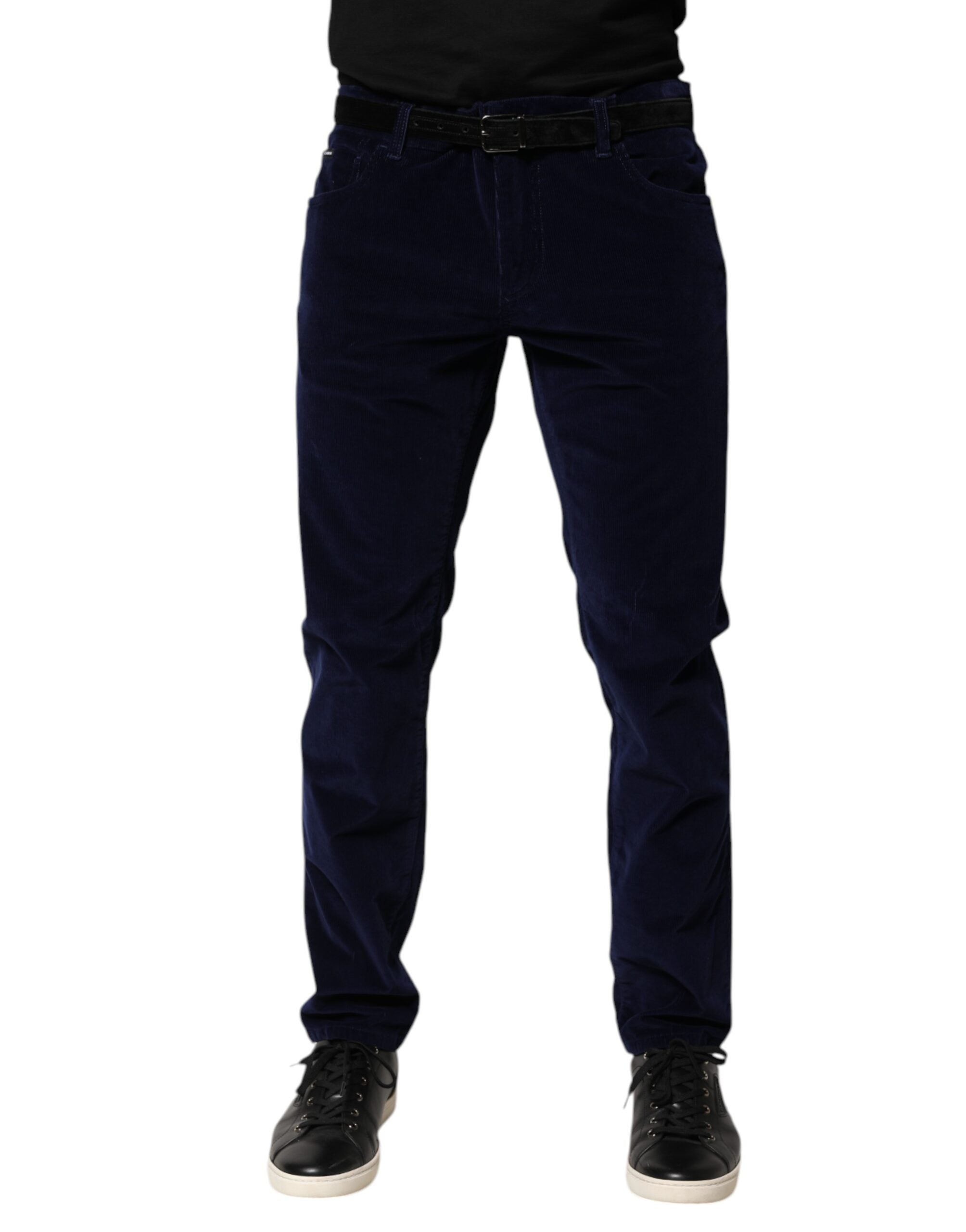 Dolce & Gabbana Marineblaue konisch zulaufende formelle Hosen aus Baumwolle