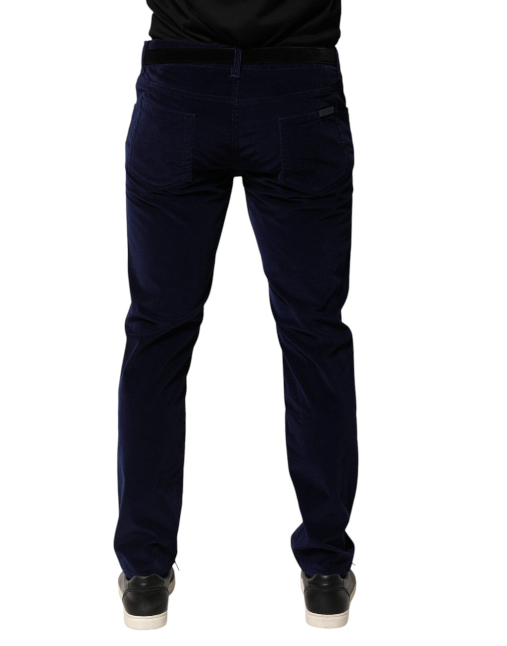 Dolce & Gabbana Marineblaue konisch zulaufende formelle Hosen aus Baumwolle