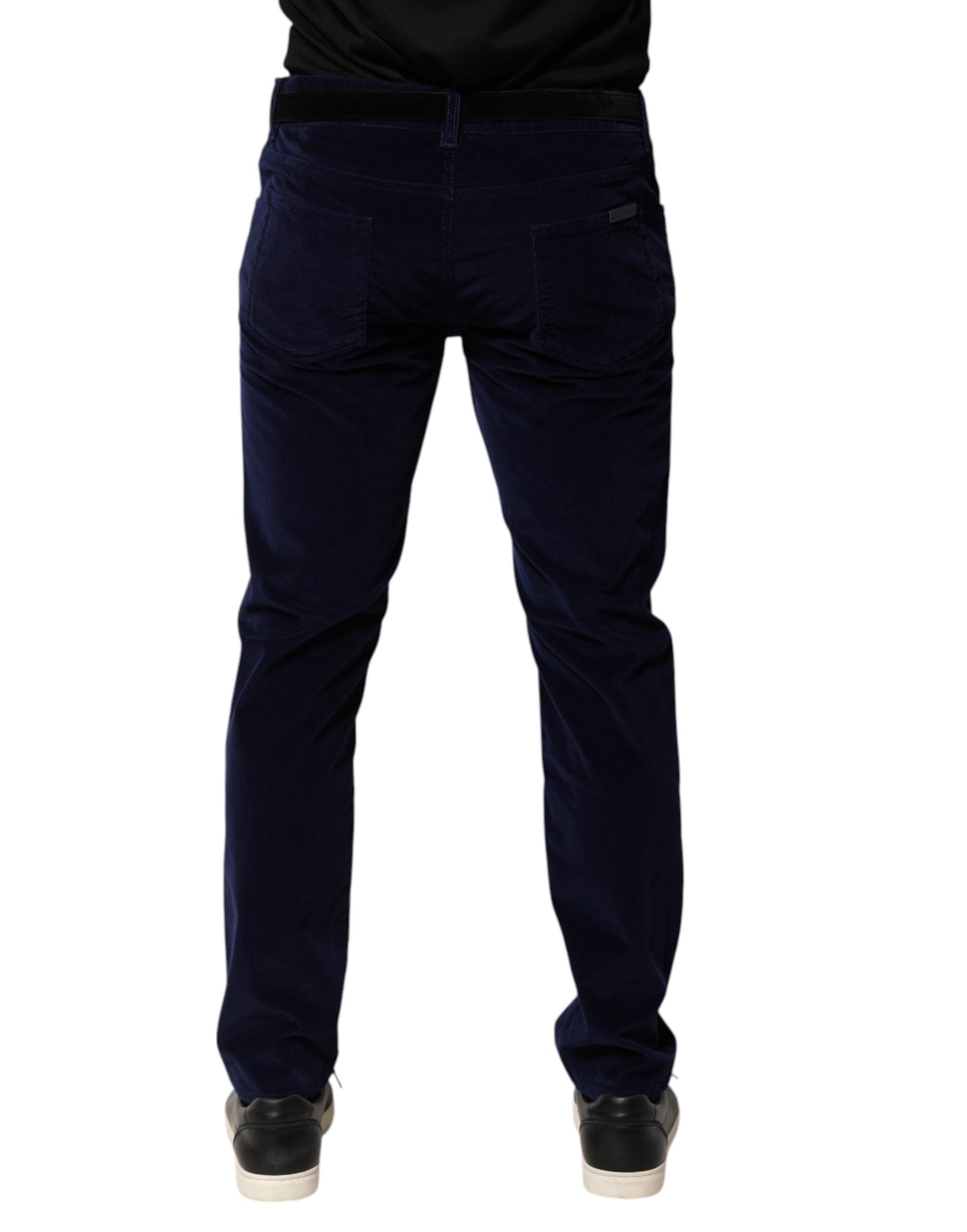 Dolce & Gabbana Marineblaue konisch zulaufende formelle Hosen aus Baumwolle