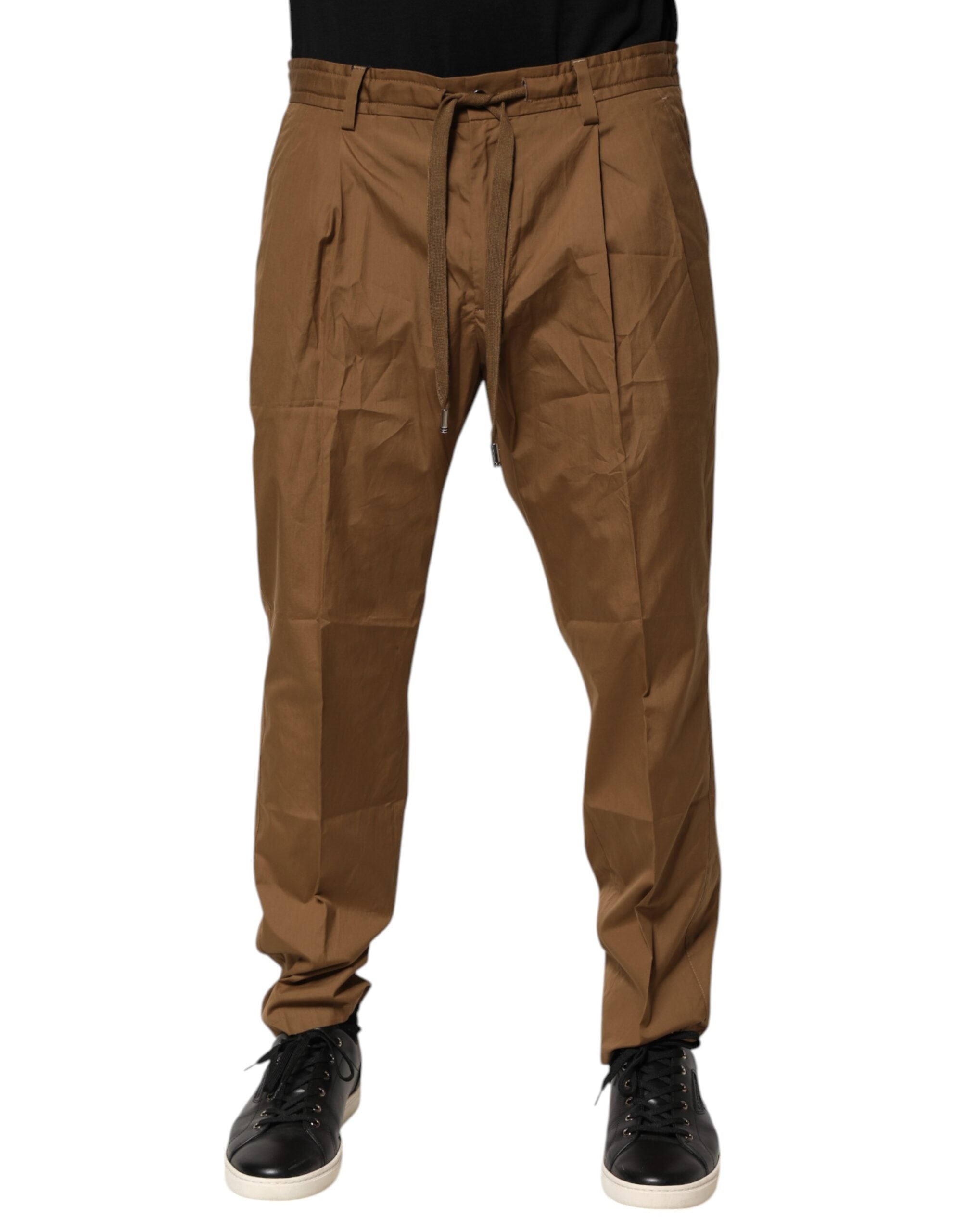 Dolce & Gabbana Braun Baumwolle Chino Mid Taille Männer Jogger Hosen