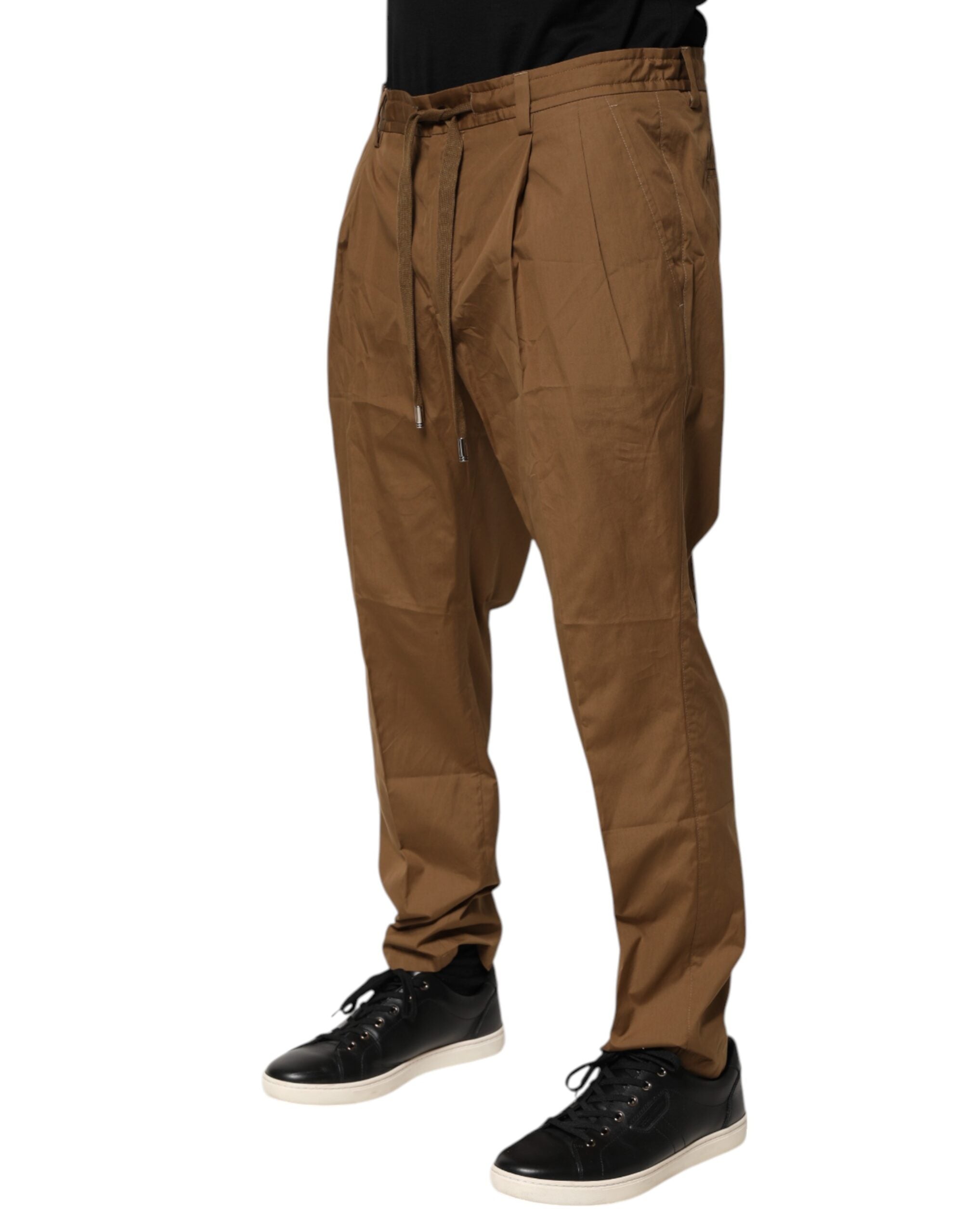 Dolce & Gabbana Braun Baumwolle Chino Mid Taille Männer Jogger Hosen