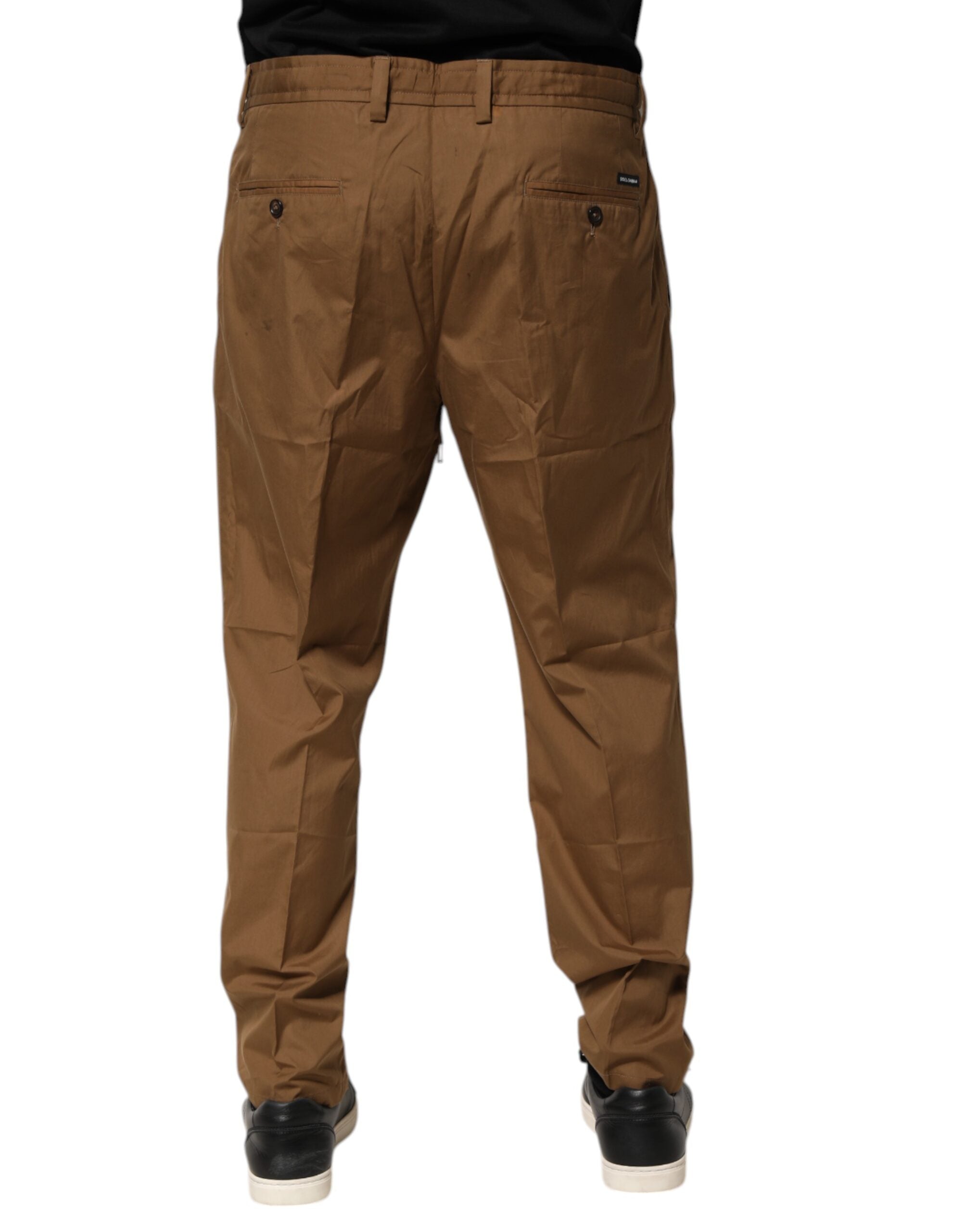 Dolce & Gabbana Braun Baumwolle Chino Mid Taille Männer Jogger Hosen