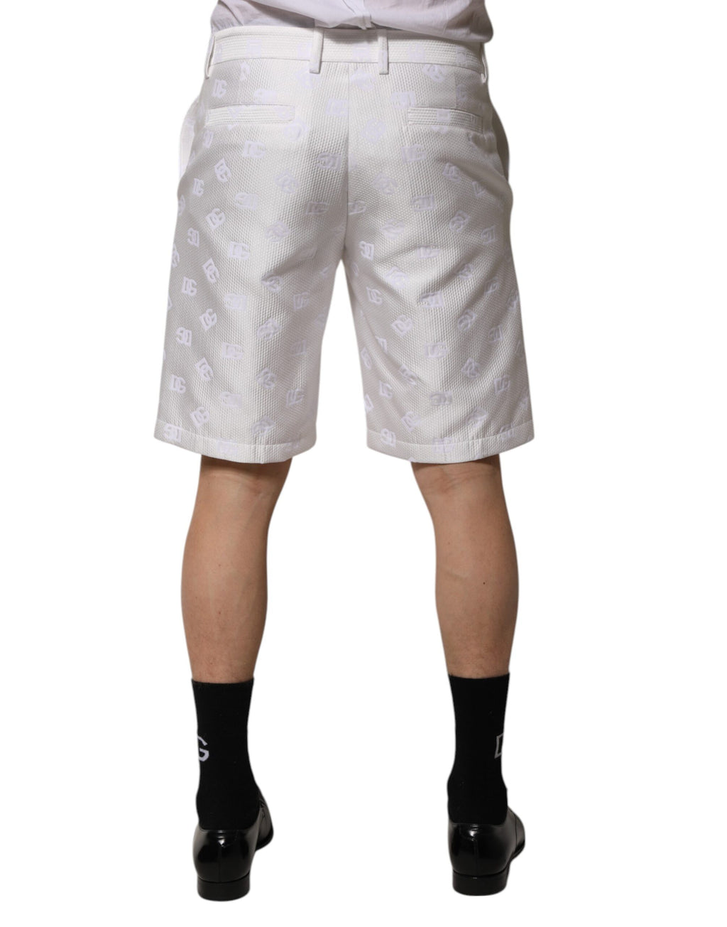 Dolce & Gabbana Weiße DNA DG Patch Logo Baumwoll-Hosenshorts