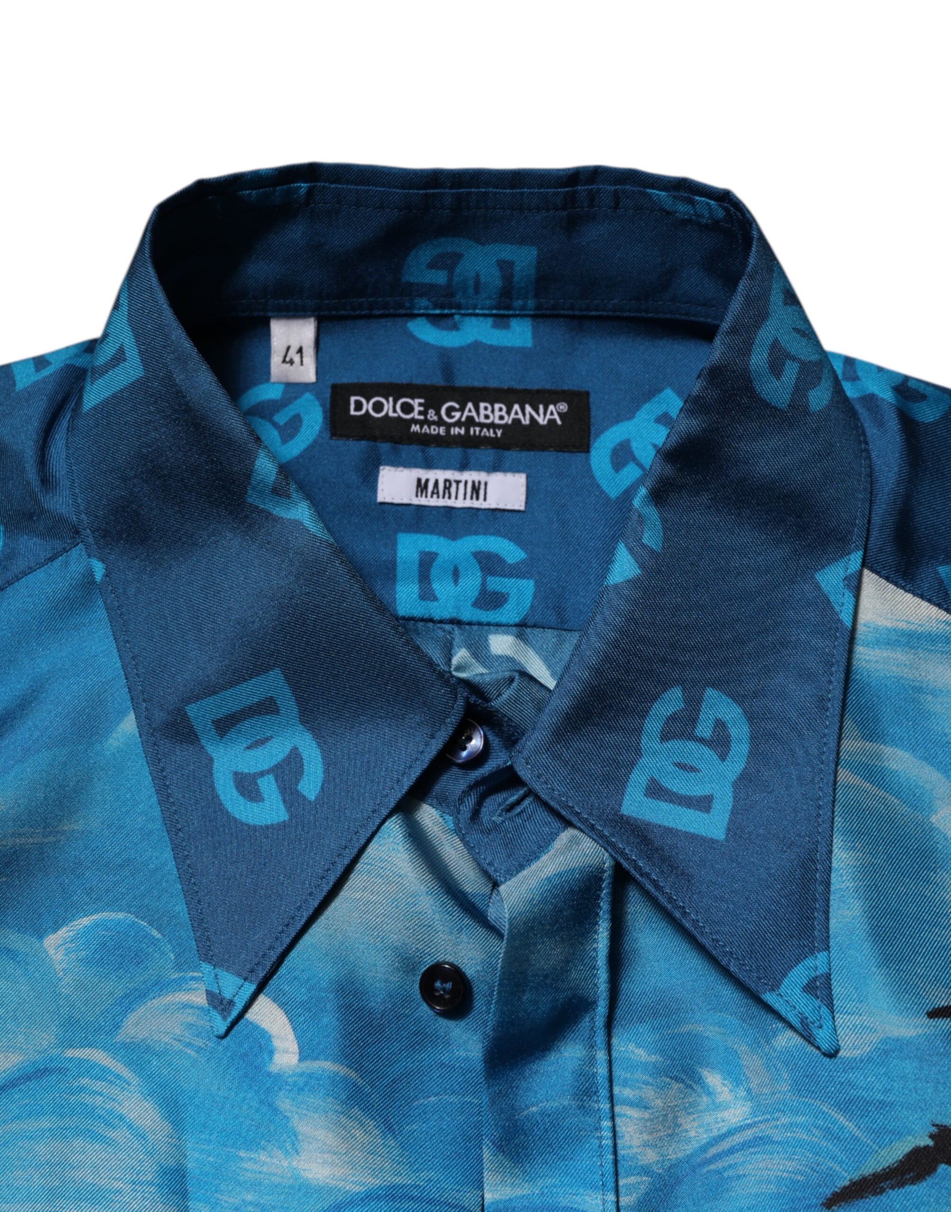 Dolce & Gabbana Multicolor Seide DG Lange Ärmel Formelles Hemd