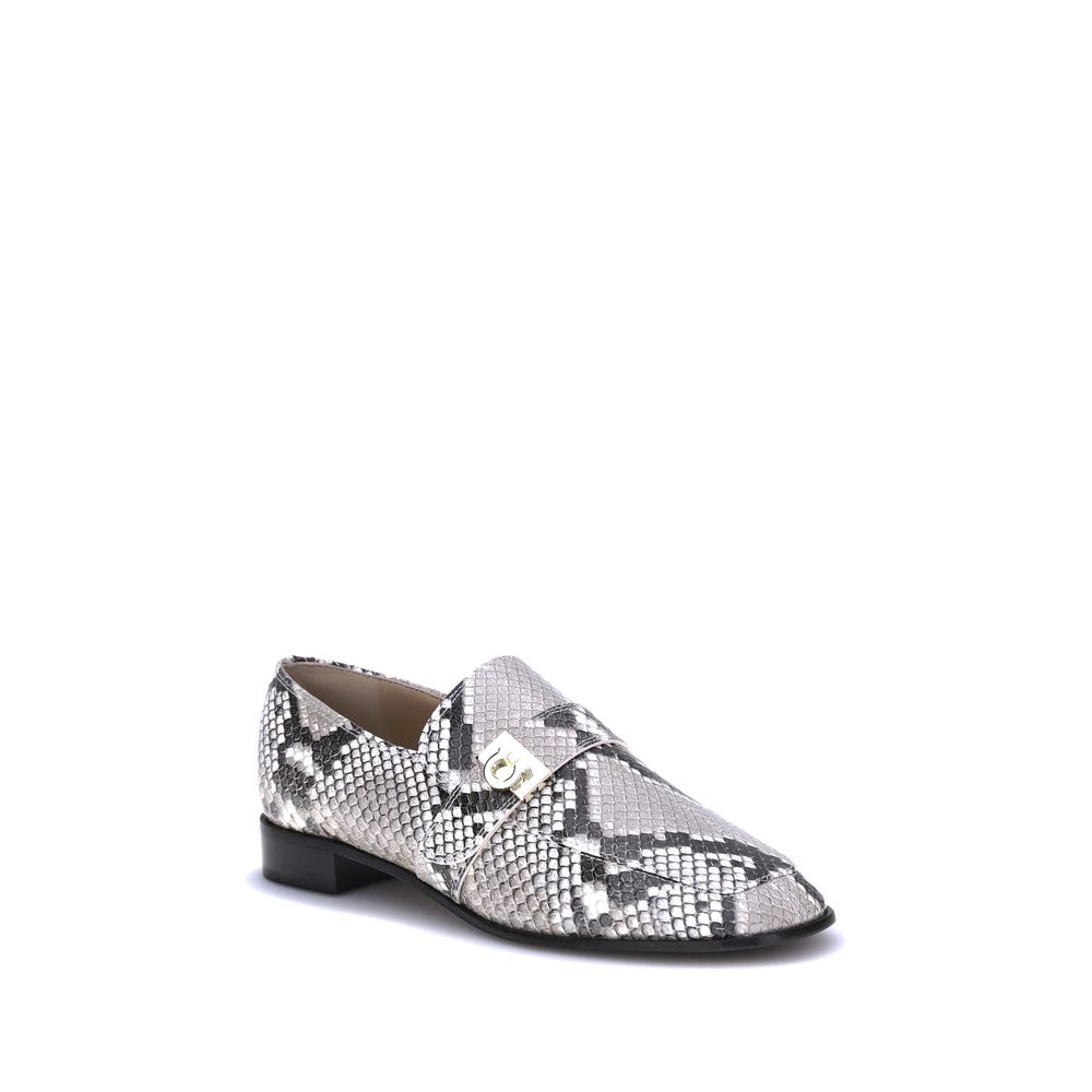 Ferragamo Loafers aus Leder mit Pythonmuster