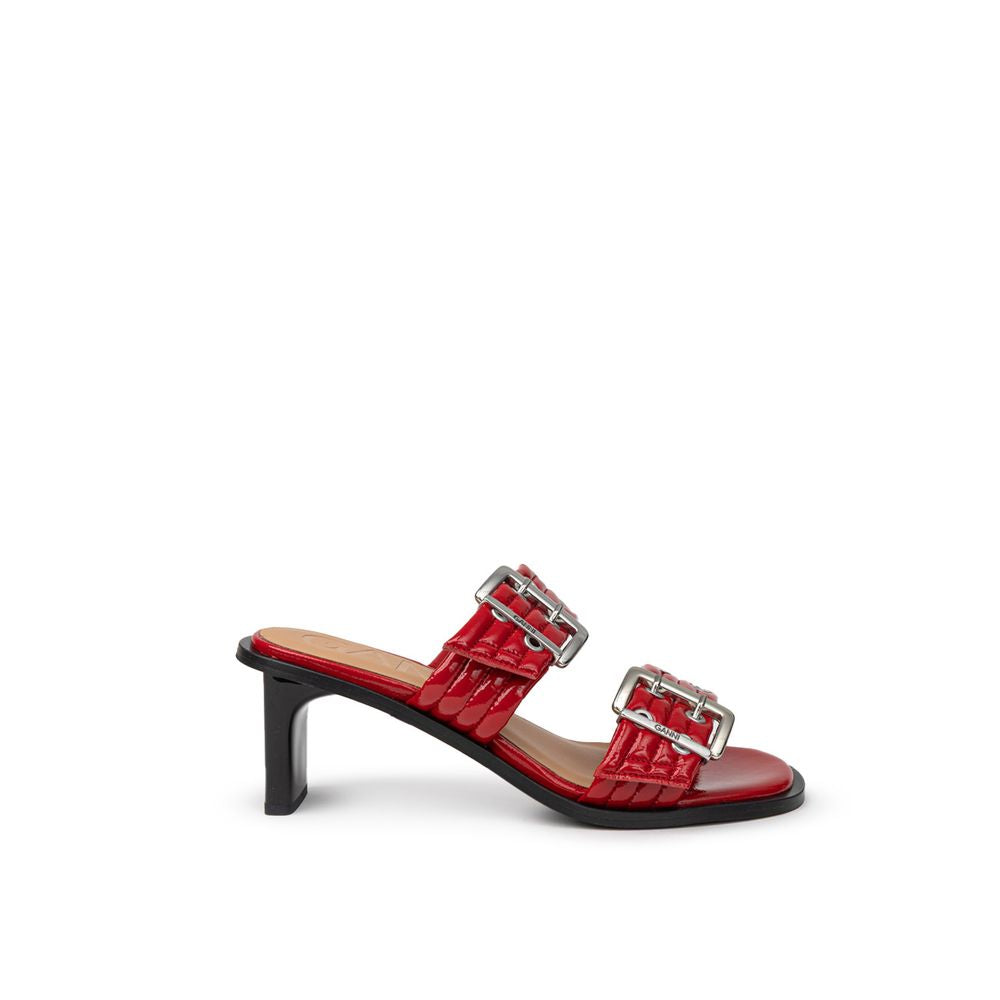 Ganni Rote Leder-Stilettosandalen