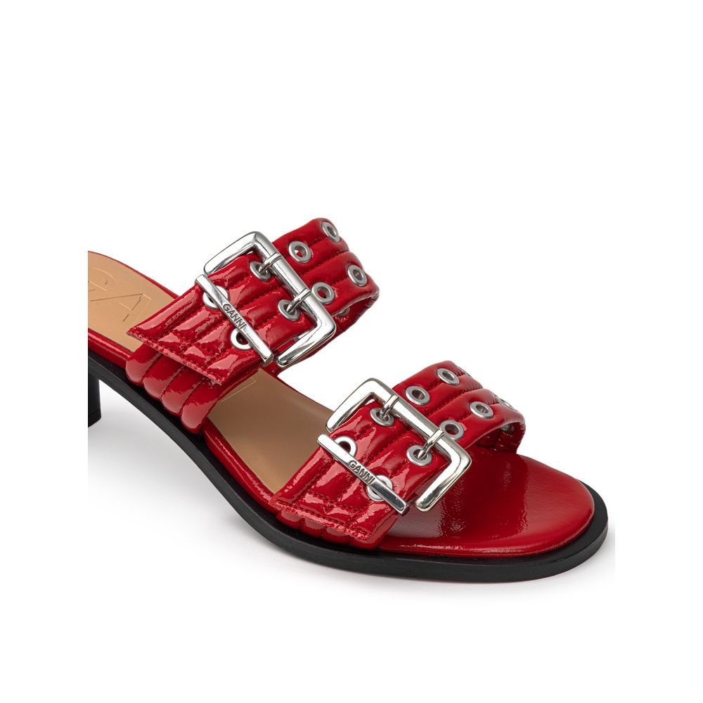 Ganni Rote Leder-Stilettosandalen