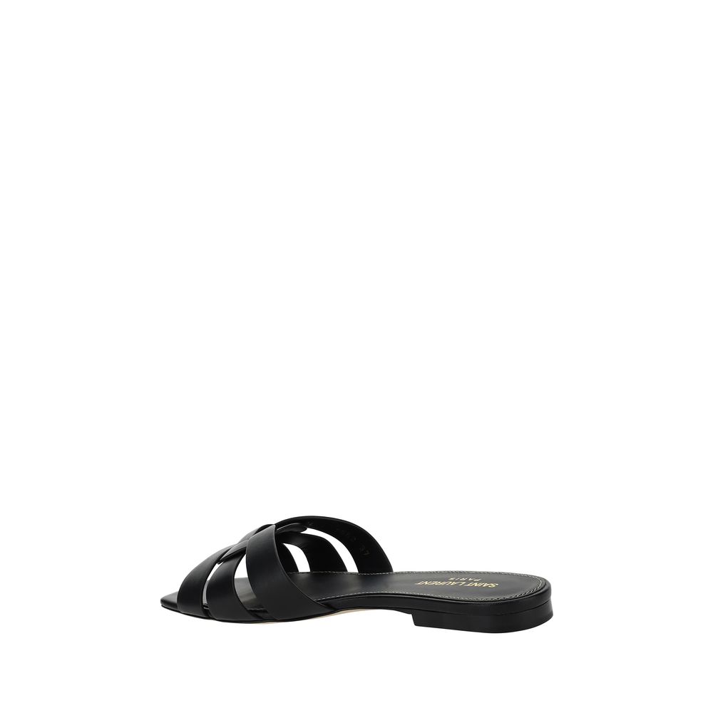 Saint Laurent Schwarze Kalbsleder Bos Taurus Sandalen