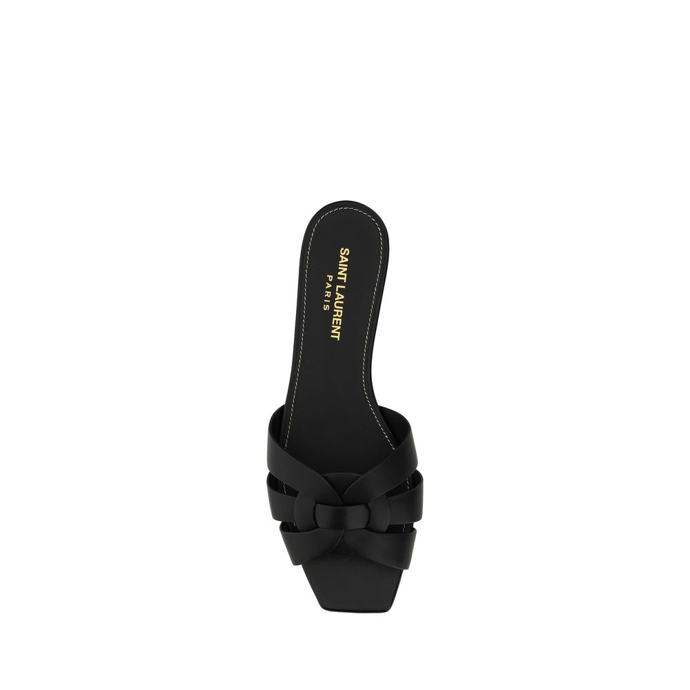 Saint Laurent Schwarze Kalbsleder Bos Taurus Sandalen