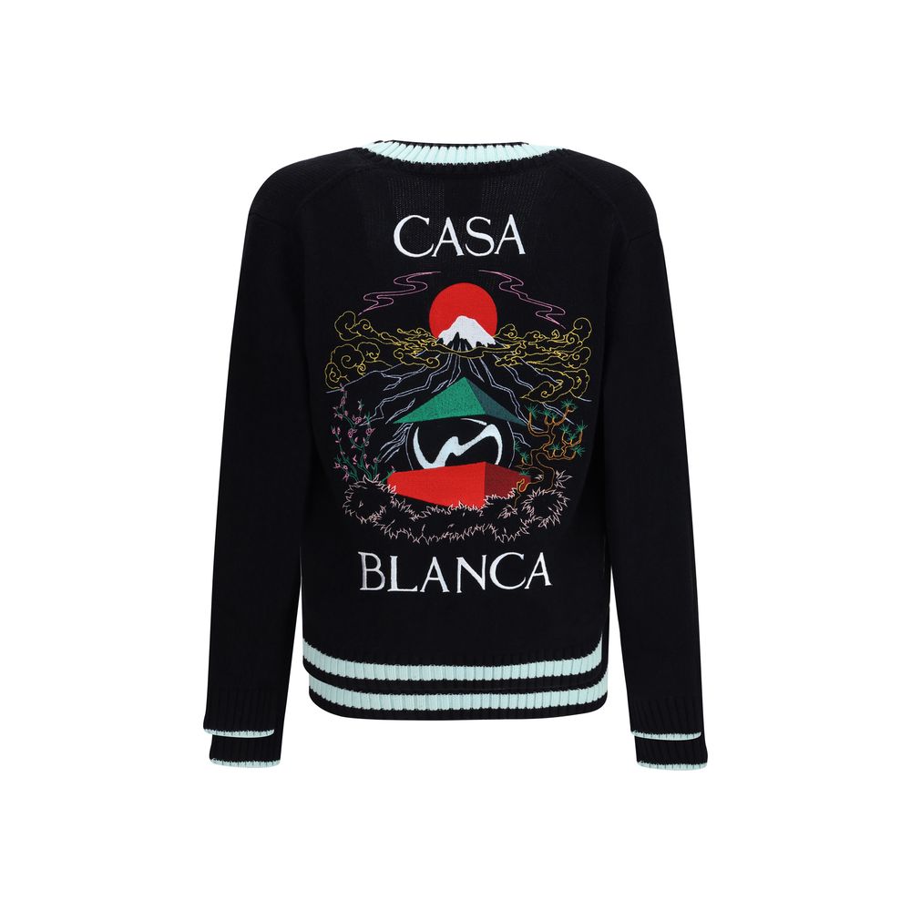 Casablanca Schwarzer Merino-Wollcardigan