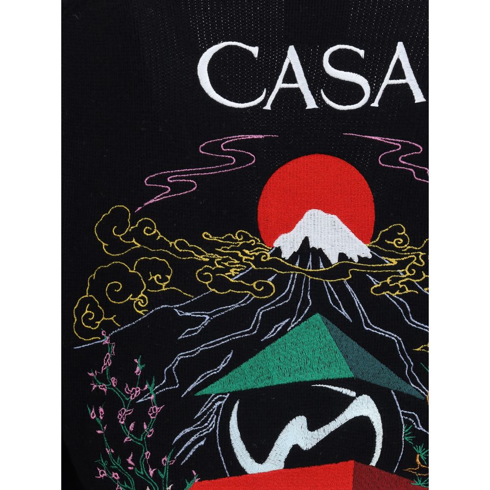 Casablanca Schwarzer Merino-Wollcardigan