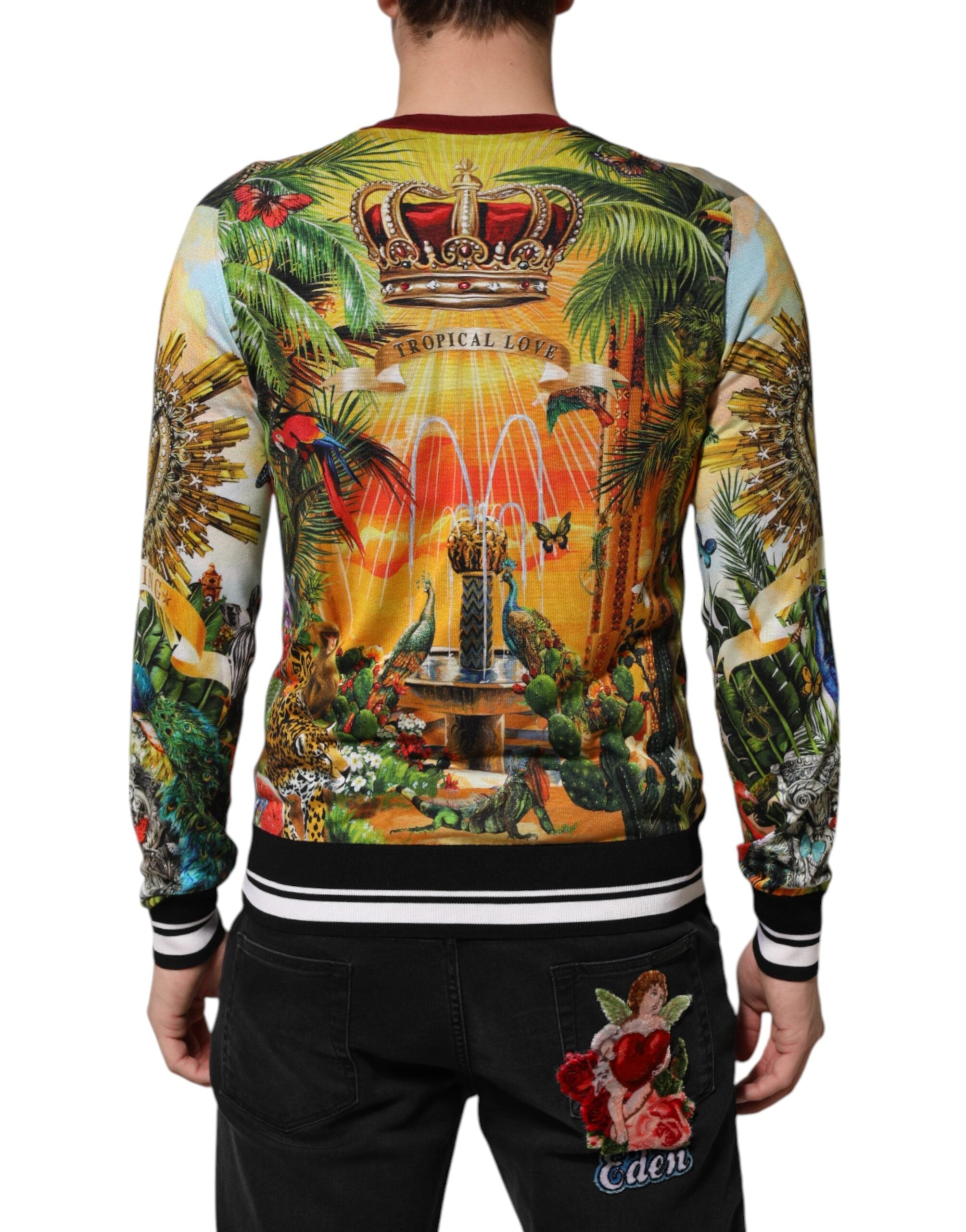 Dolce & Gabbana Tropical Heart Crown Seidenpullover