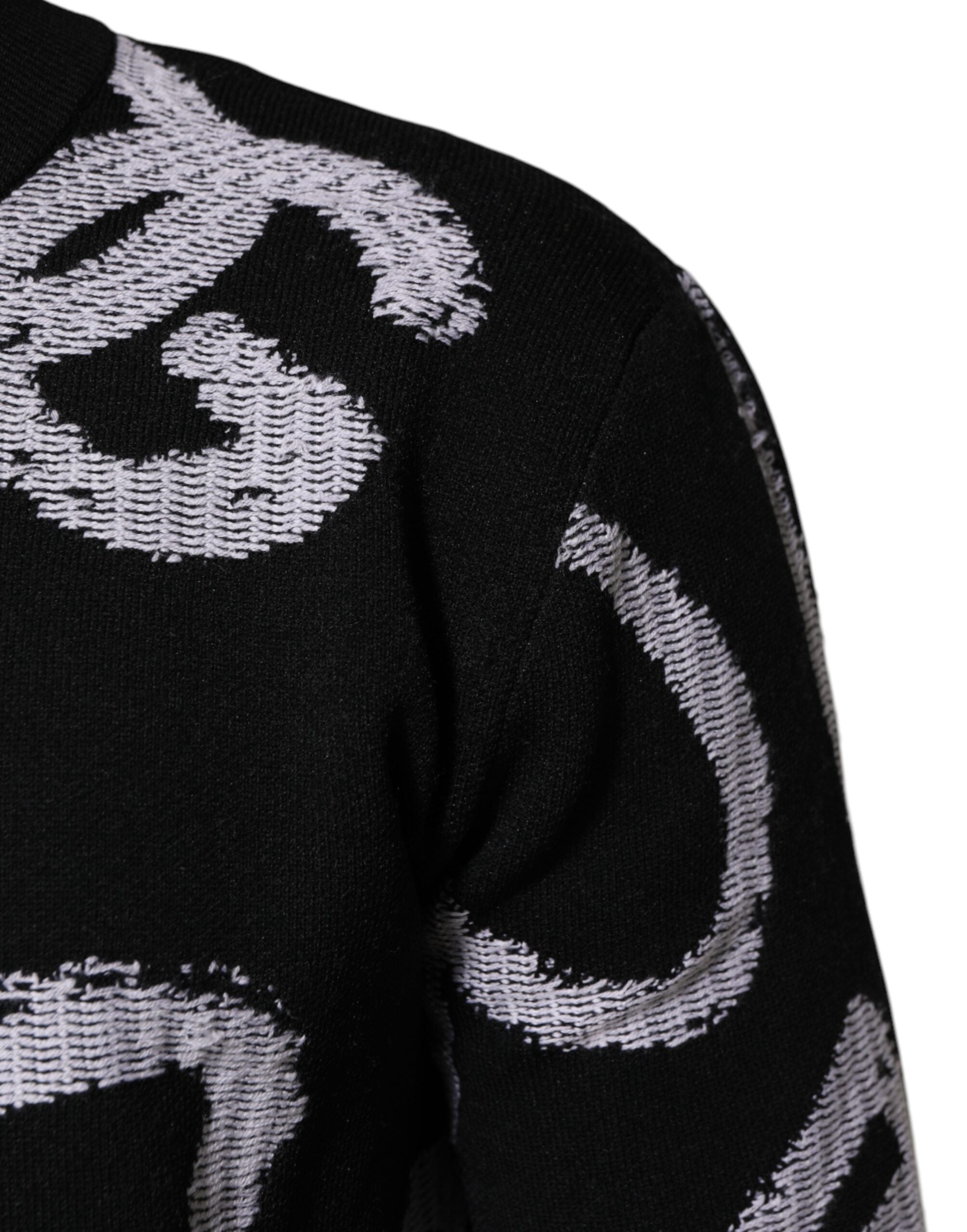 Dolce & Gabbana Schwarzer Pullover aus Nylonwolle mit Herzmotiv