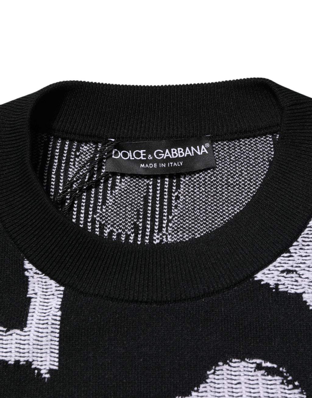 Dolce & Gabbana Schwarzer Pullover aus Nylonwolle mit Herzmotiv