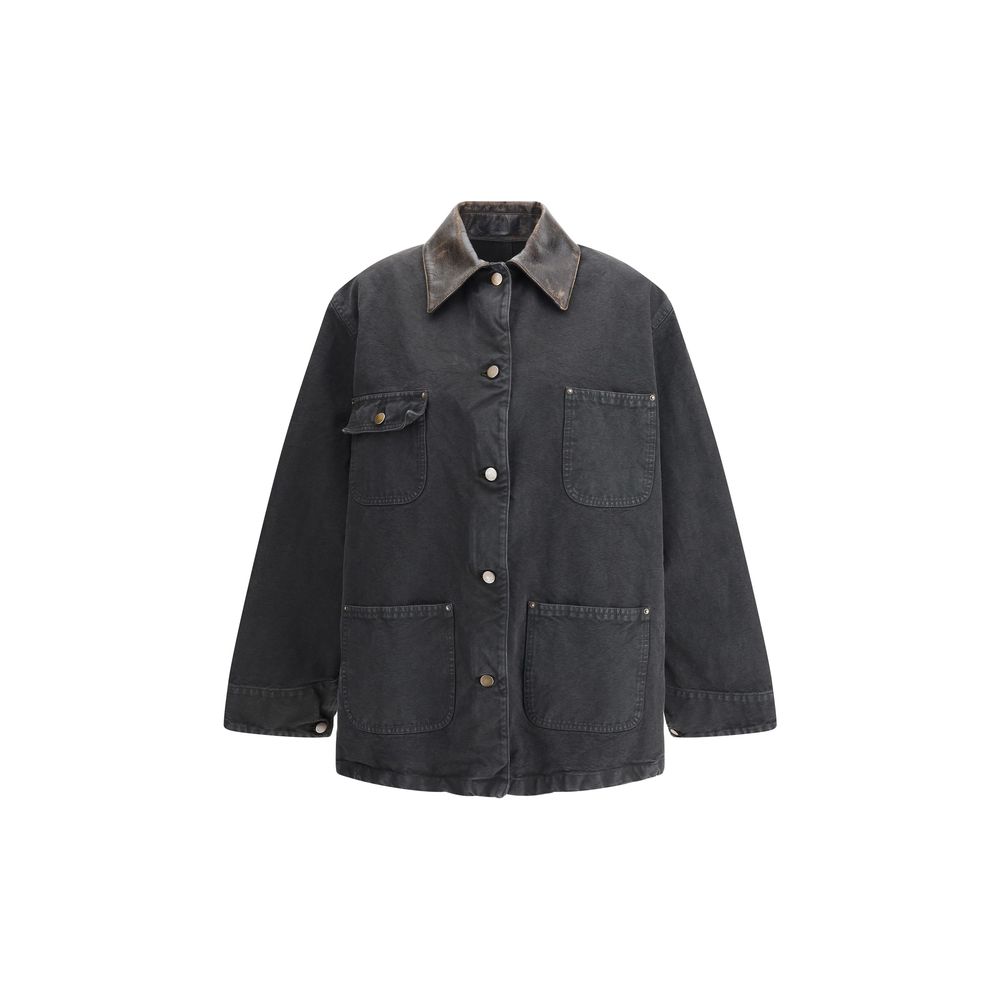 Prada Jeansjacke mit Lederkragen