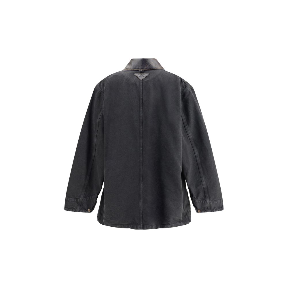 Prada Jeansjacke mit Lederkragen