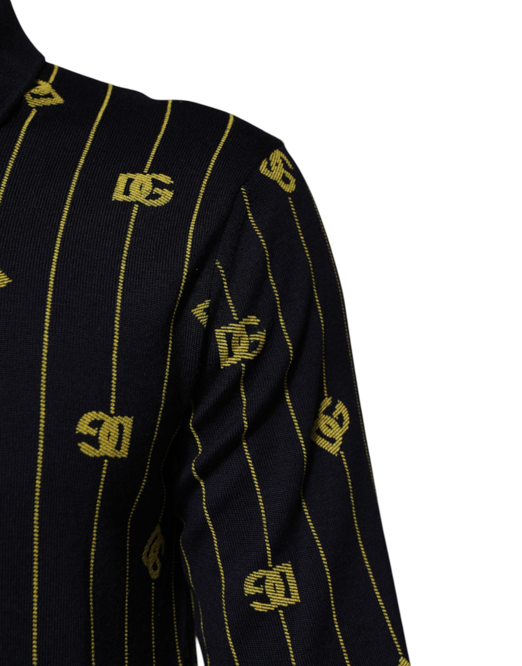 Dolce & Gabbana Schwarzes Logo-Jacquard-Strick-Poloshirt T-Shirt