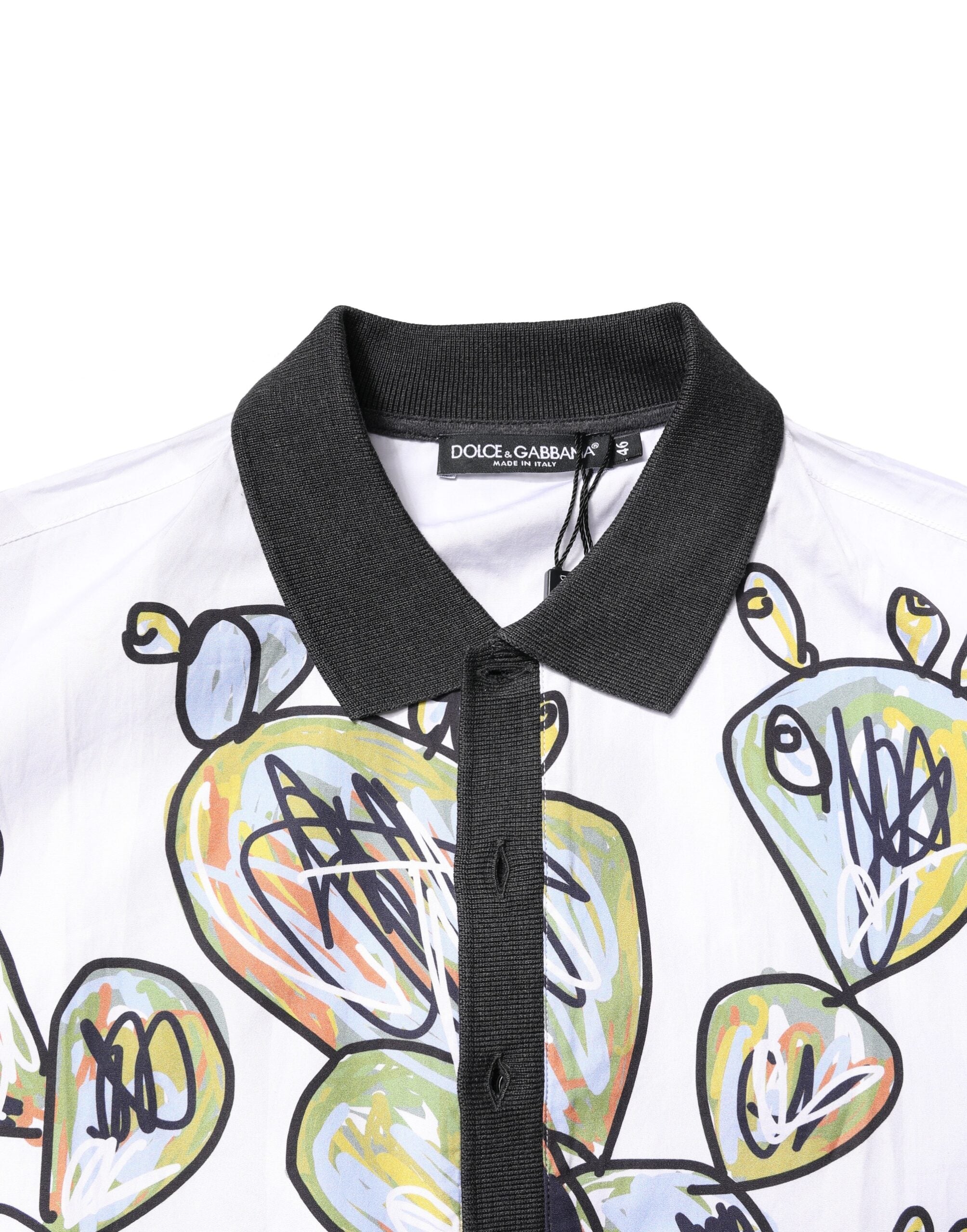Dolce & Gabbana Weißes Sketch-Print-Polo-T-Shirt für Herren in Übergröße