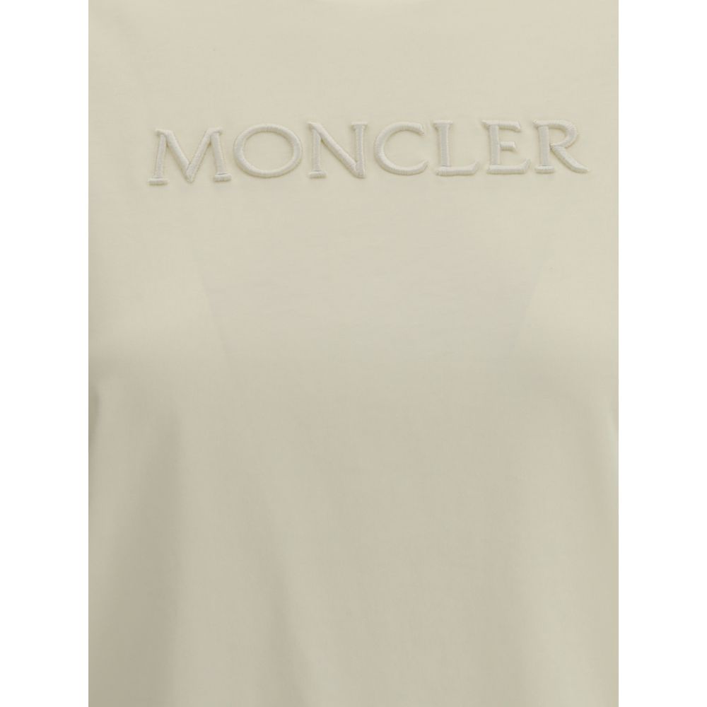 Moncler Baumwoll-T-Shirt in Creme