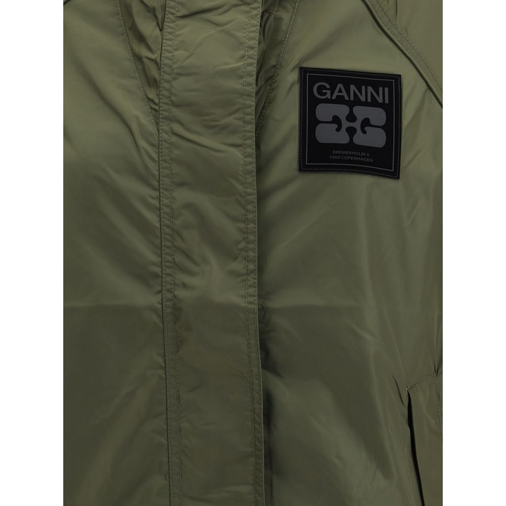 Ganni Grüne Nylon-Jacke
