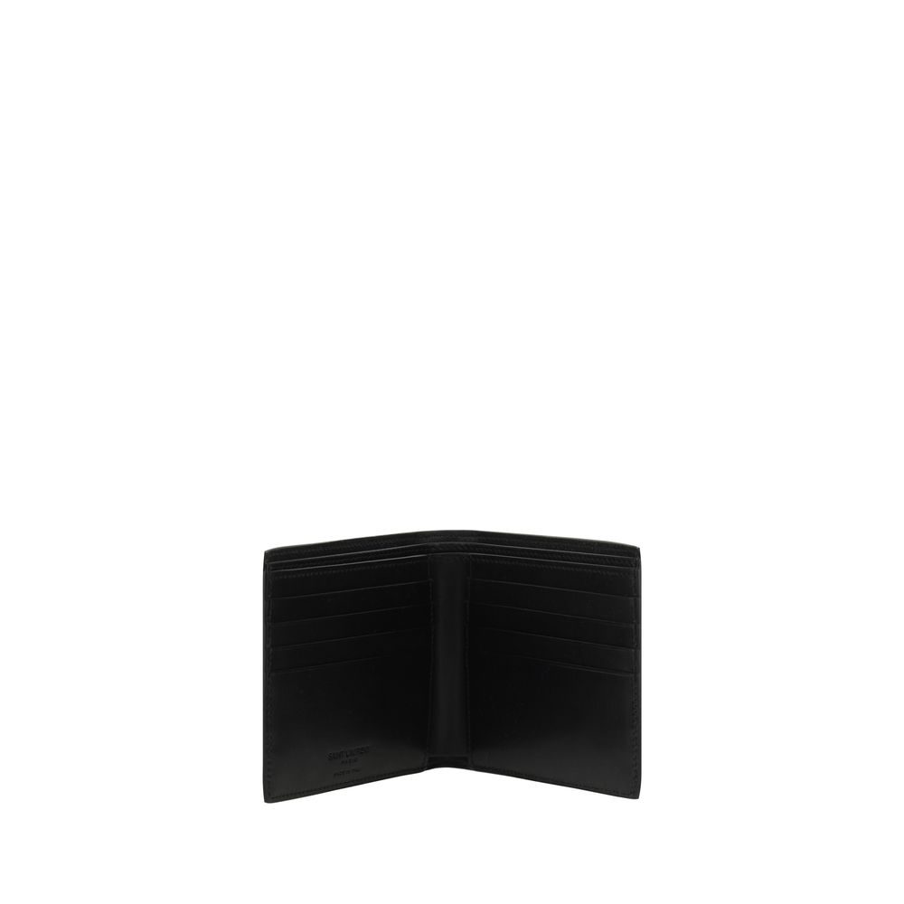 Saint Laurent Schwarzes Kalb Leder Bos Taurus Geldbörse