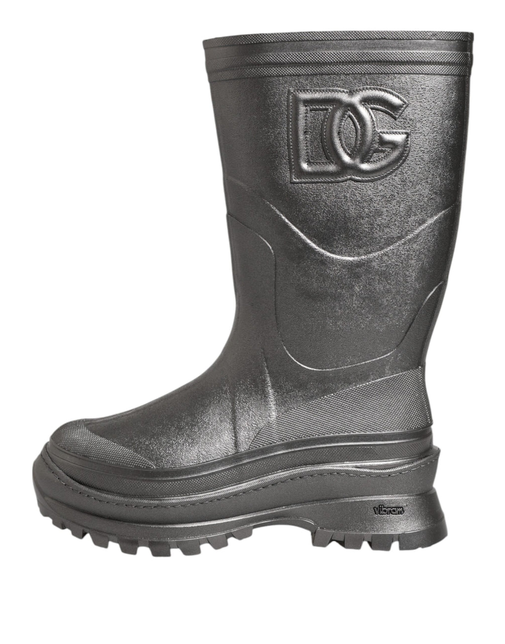 Dolce & Gabbana Schwarz Argento Pull On Regen Stiefel Schuhe