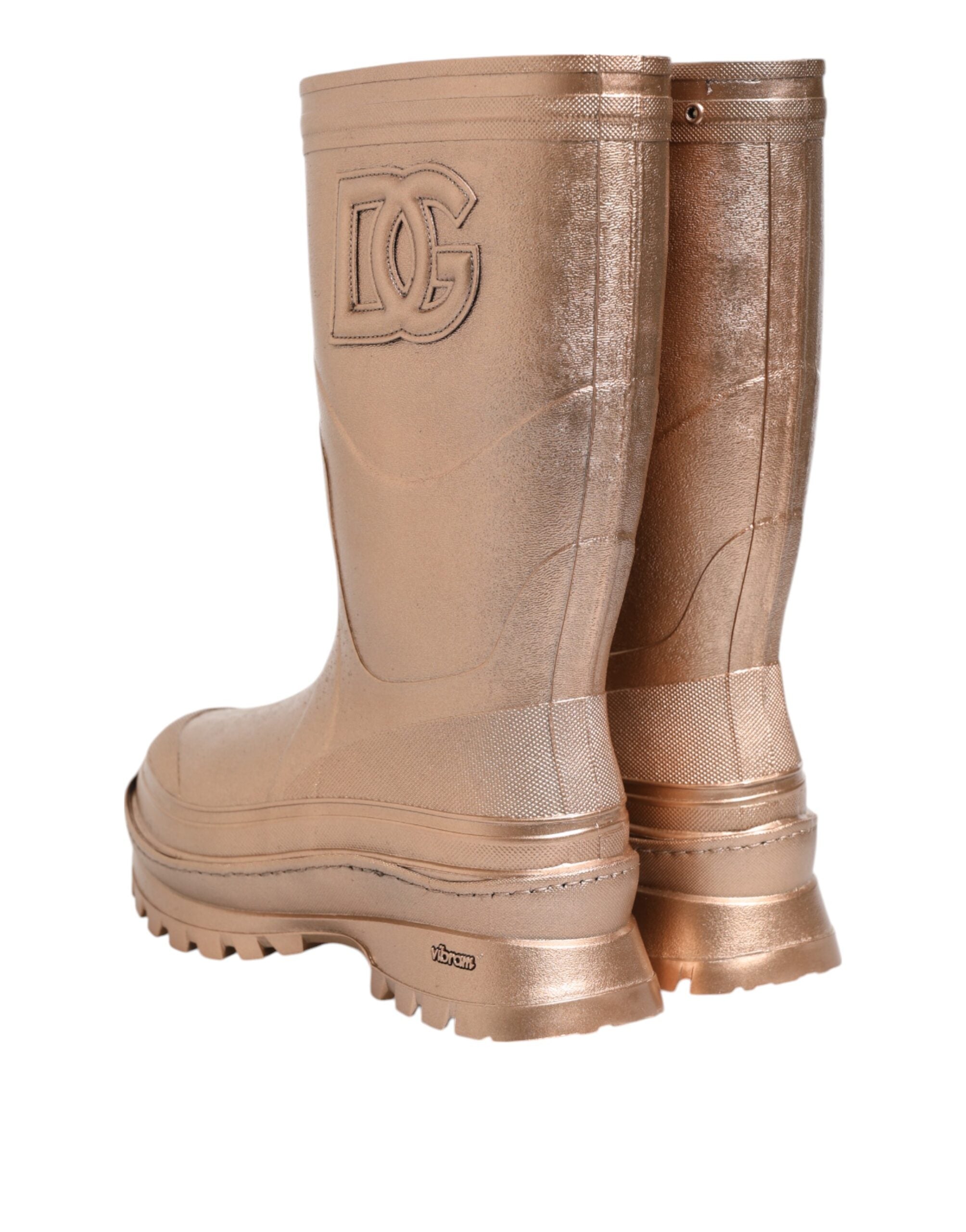 Dolce & Gabbana Gummi-Regenstiefel zum Hineinschlüpfen in Roségold