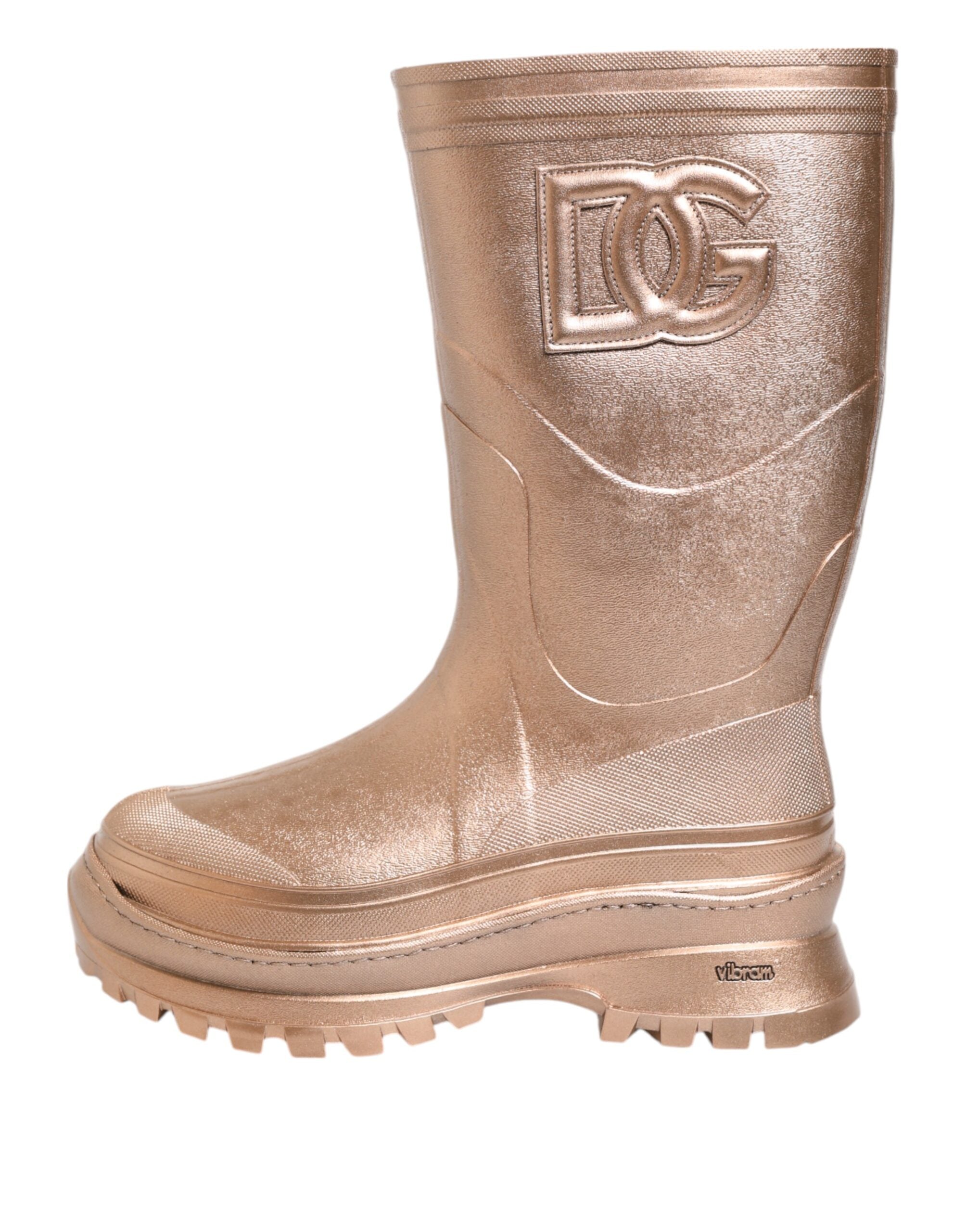 Dolce & Gabbana Gummi-Regenstiefel zum Hineinschlüpfen in Roségold