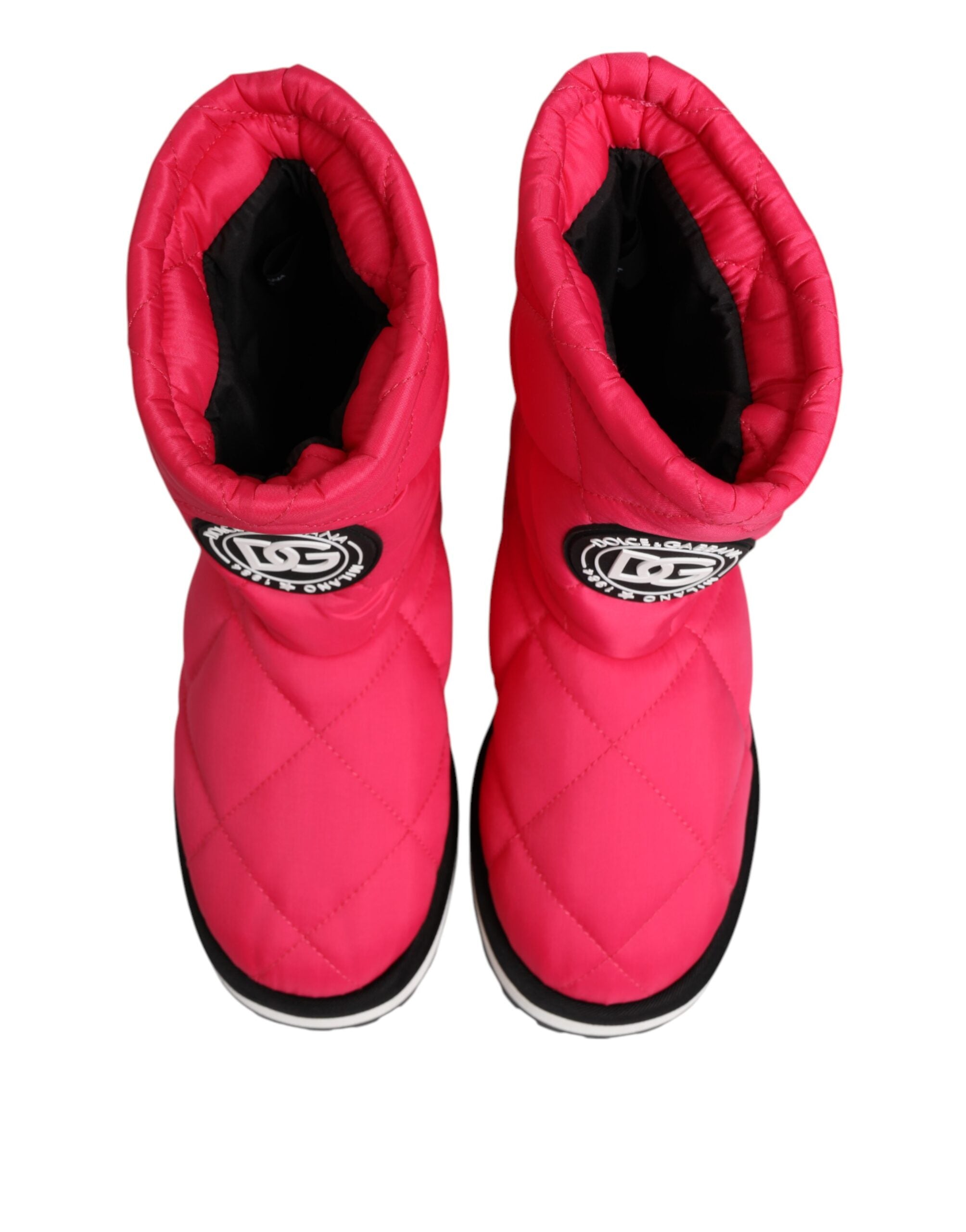 Dolce & Gabbana Rosa Weiß Viskose Gepolsterte Mittlere Wadenstiefel Schuhe