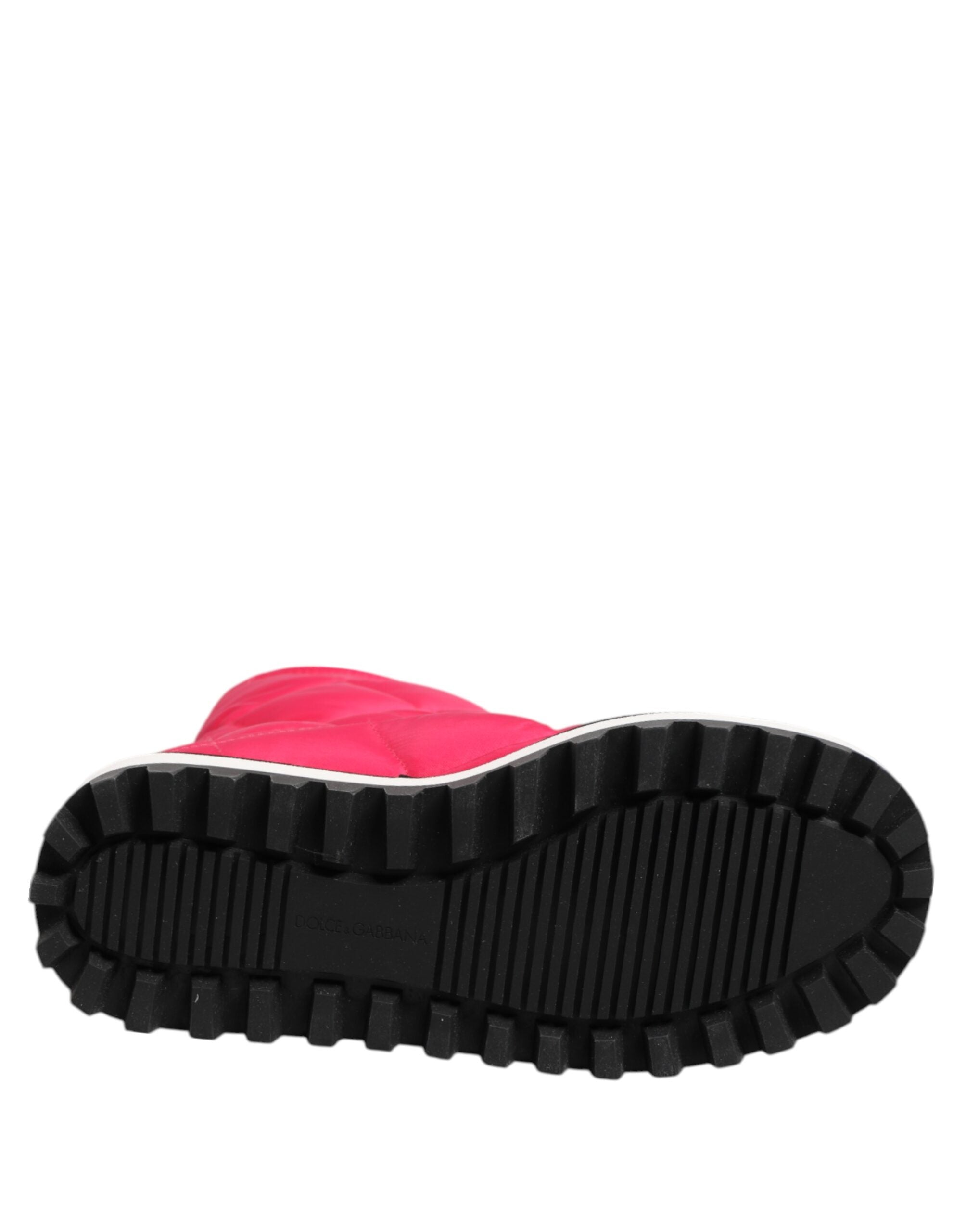 Dolce & Gabbana Rosa Weiß Viskose Gepolsterte Mittlere Wadenstiefel Schuhe